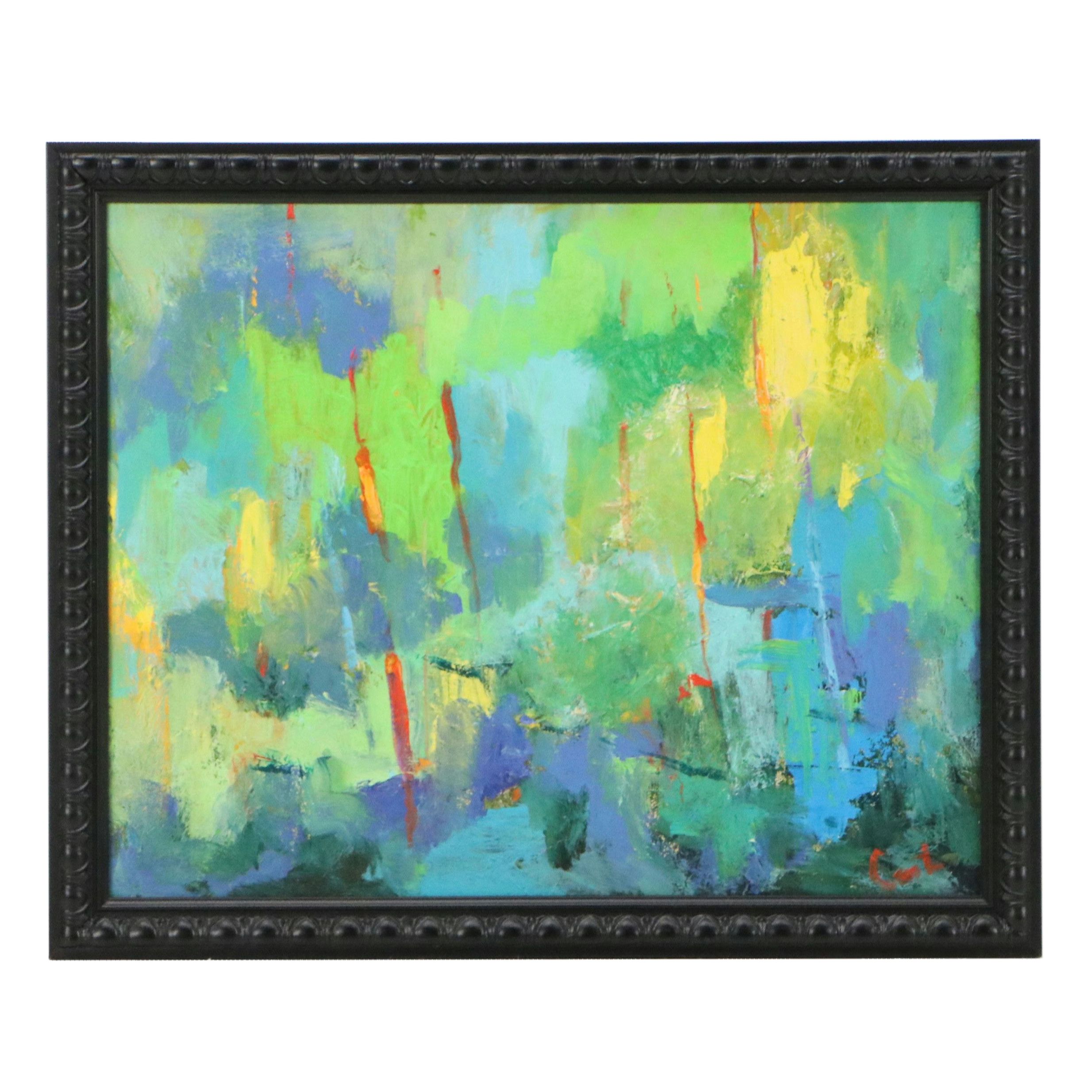 Chris Comte Abstract Acrylic Painting, 21st Century