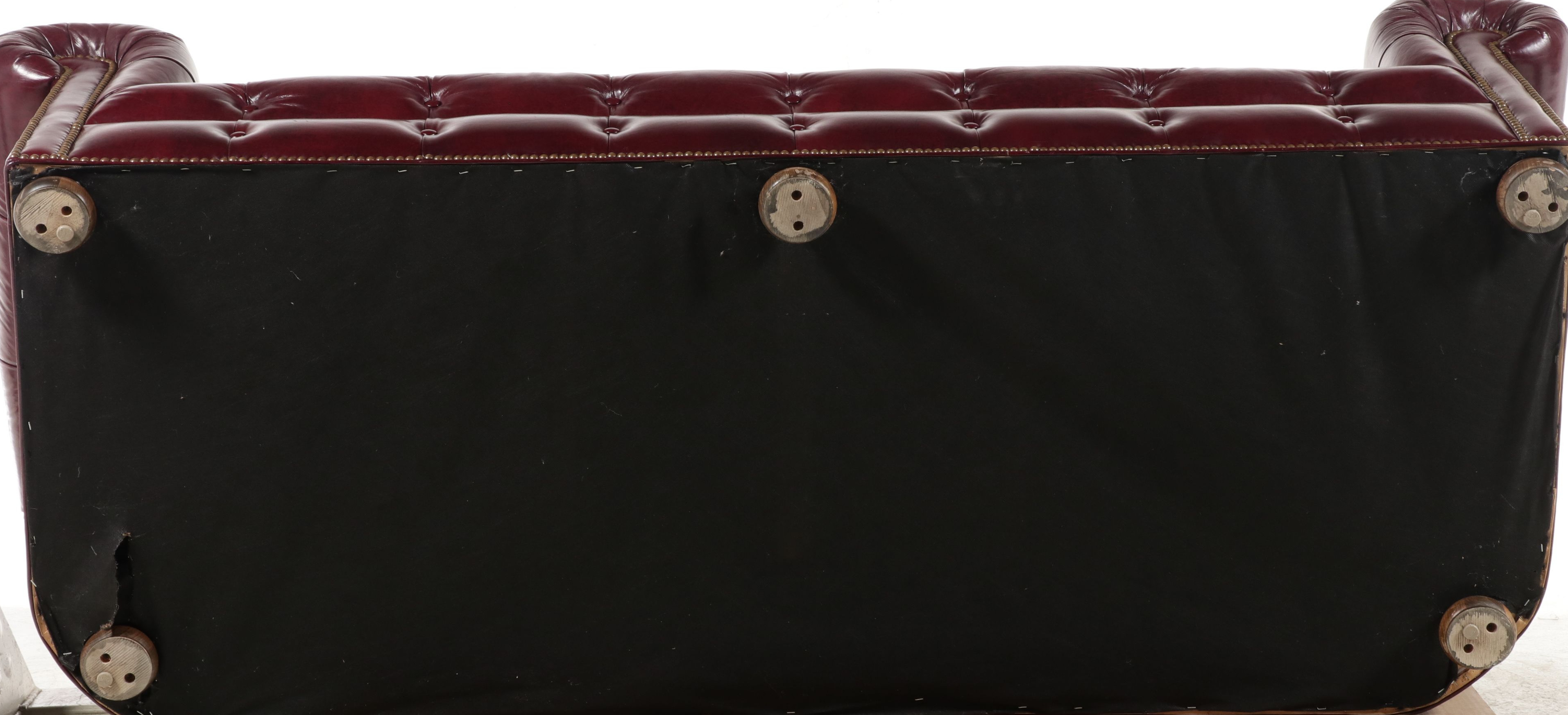 Vintage Tufted Oxblood Leather Chesterfield Sofa, 20th Century