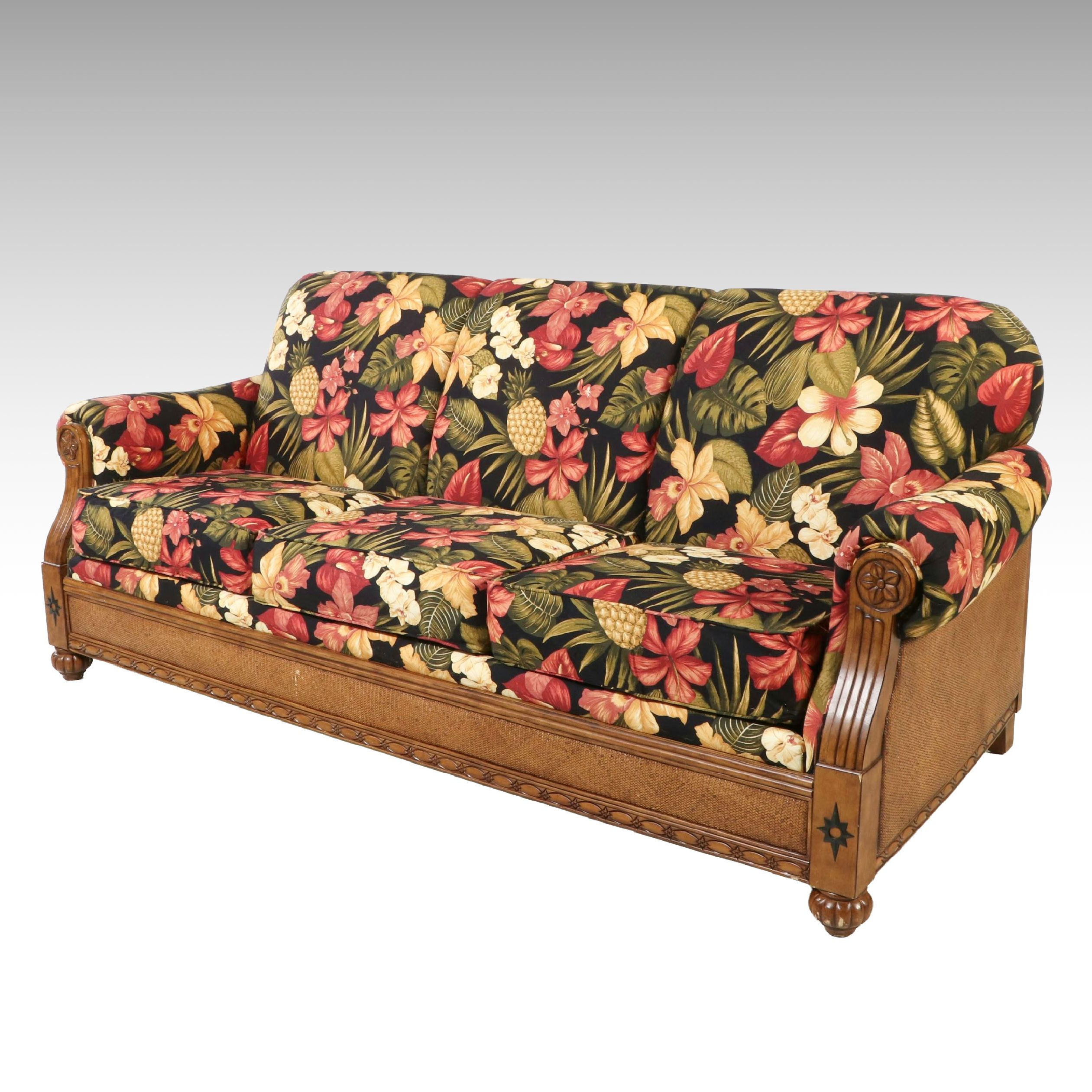 Broyhill Tropical Floral Upholstered Sofa, 21st Century
