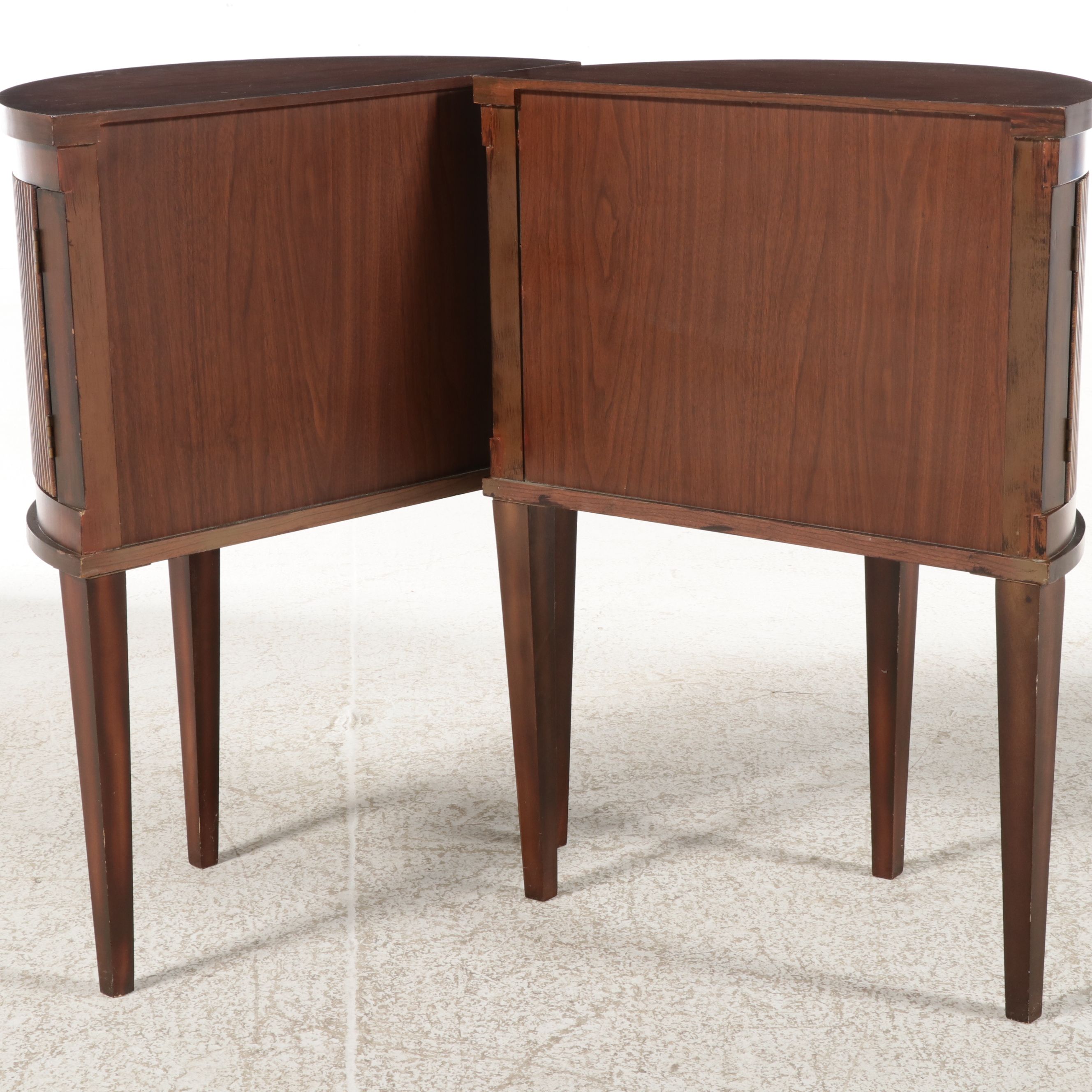 Pair of Hepplewhite Style Reeded Commode Tables, Mid-20th Century