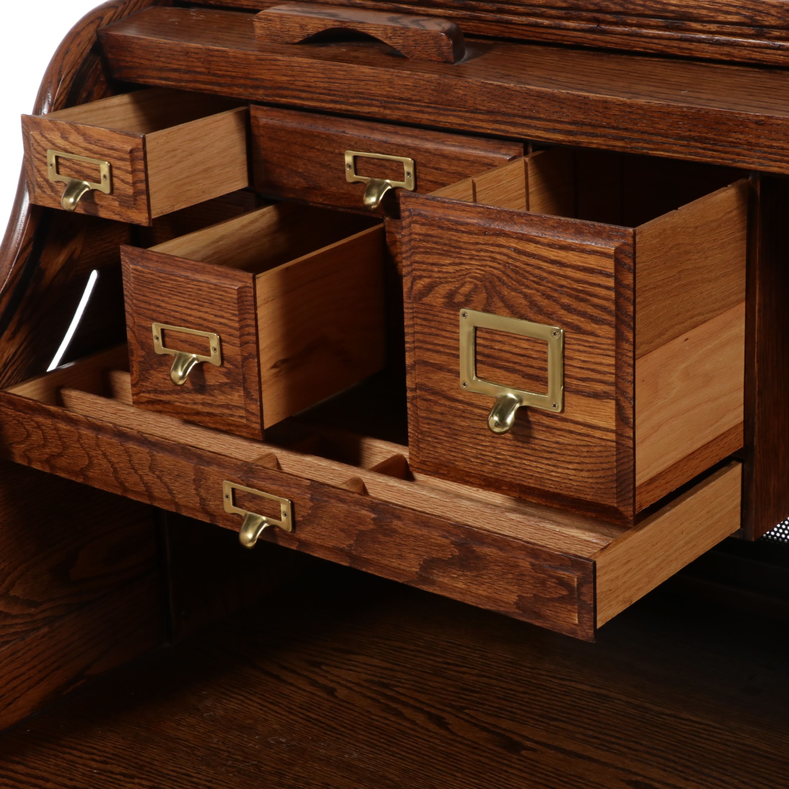 Winners Only Inc. Edwardian Style Oak Roll-Top Desk, Late 20th/21st Century