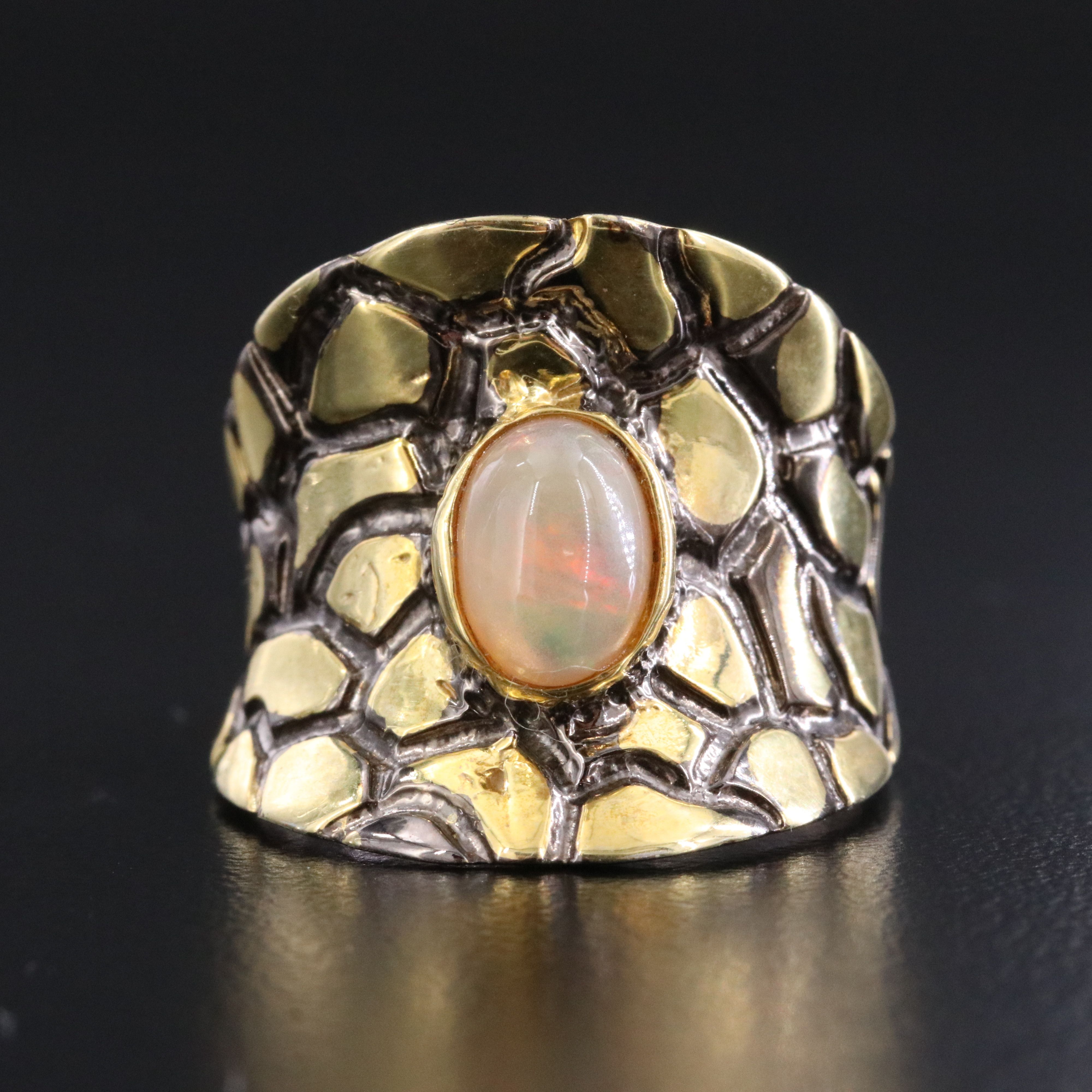 Sterling Two-Tone Opal Ring