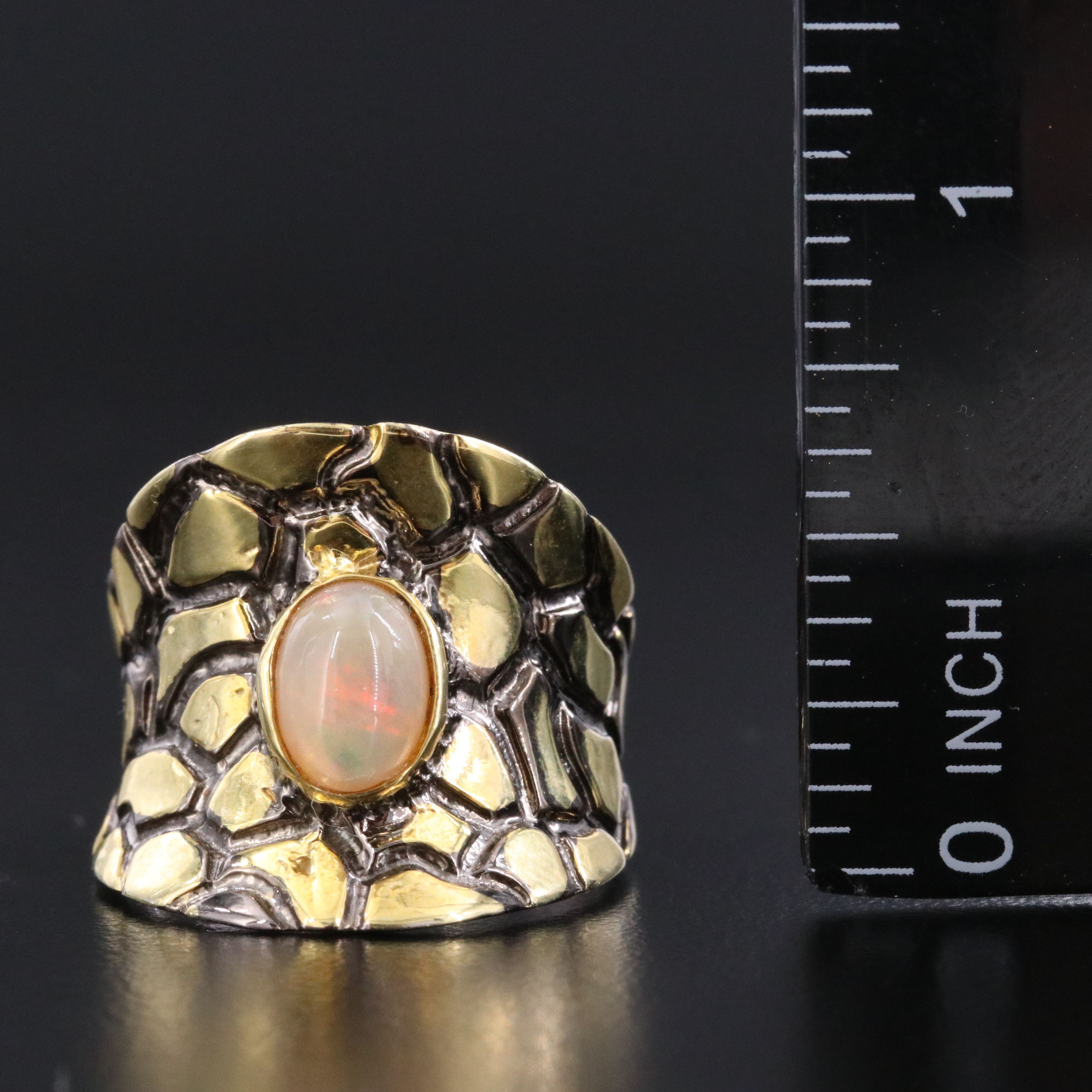 Sterling Two-Tone Opal Ring