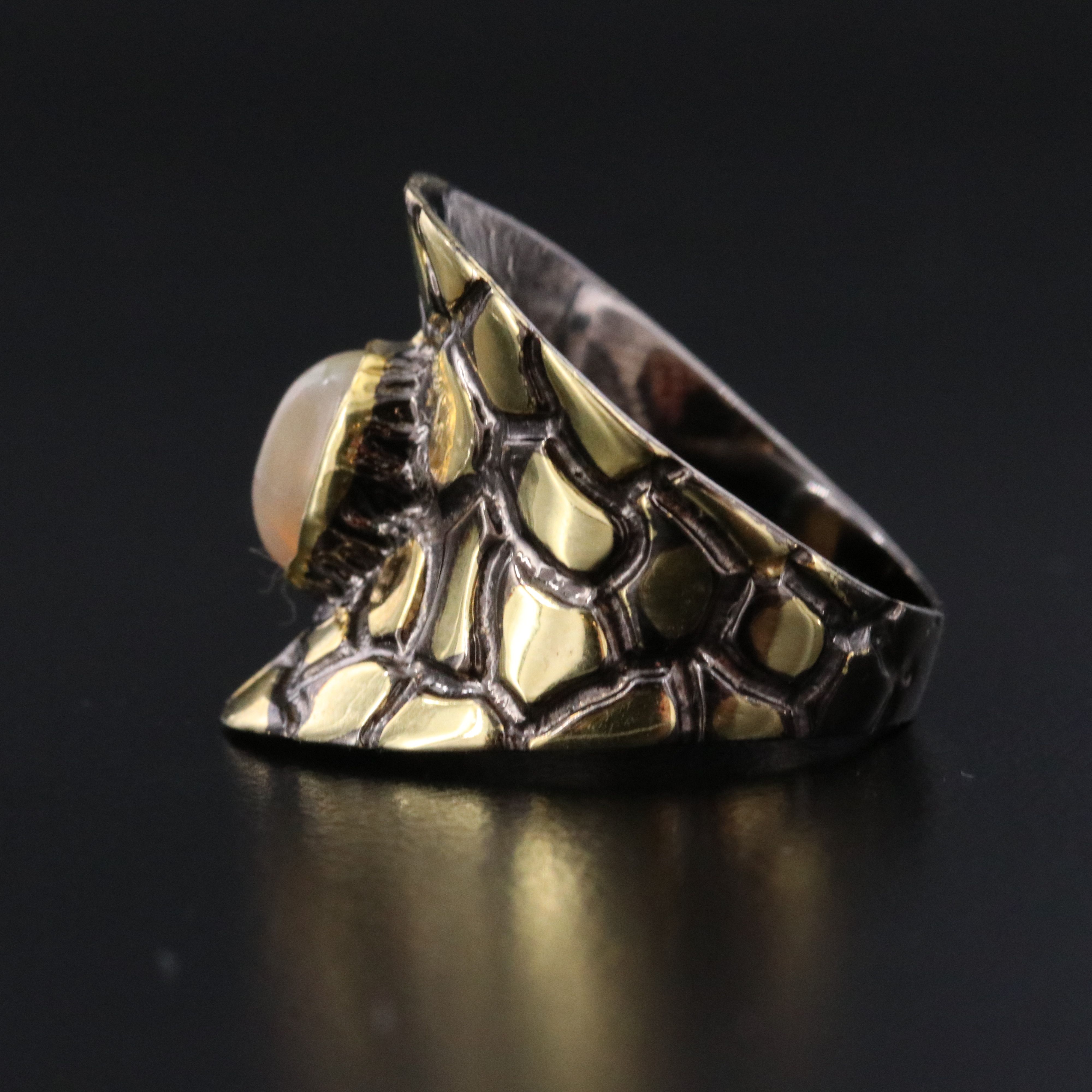 Sterling Two-Tone Opal Ring