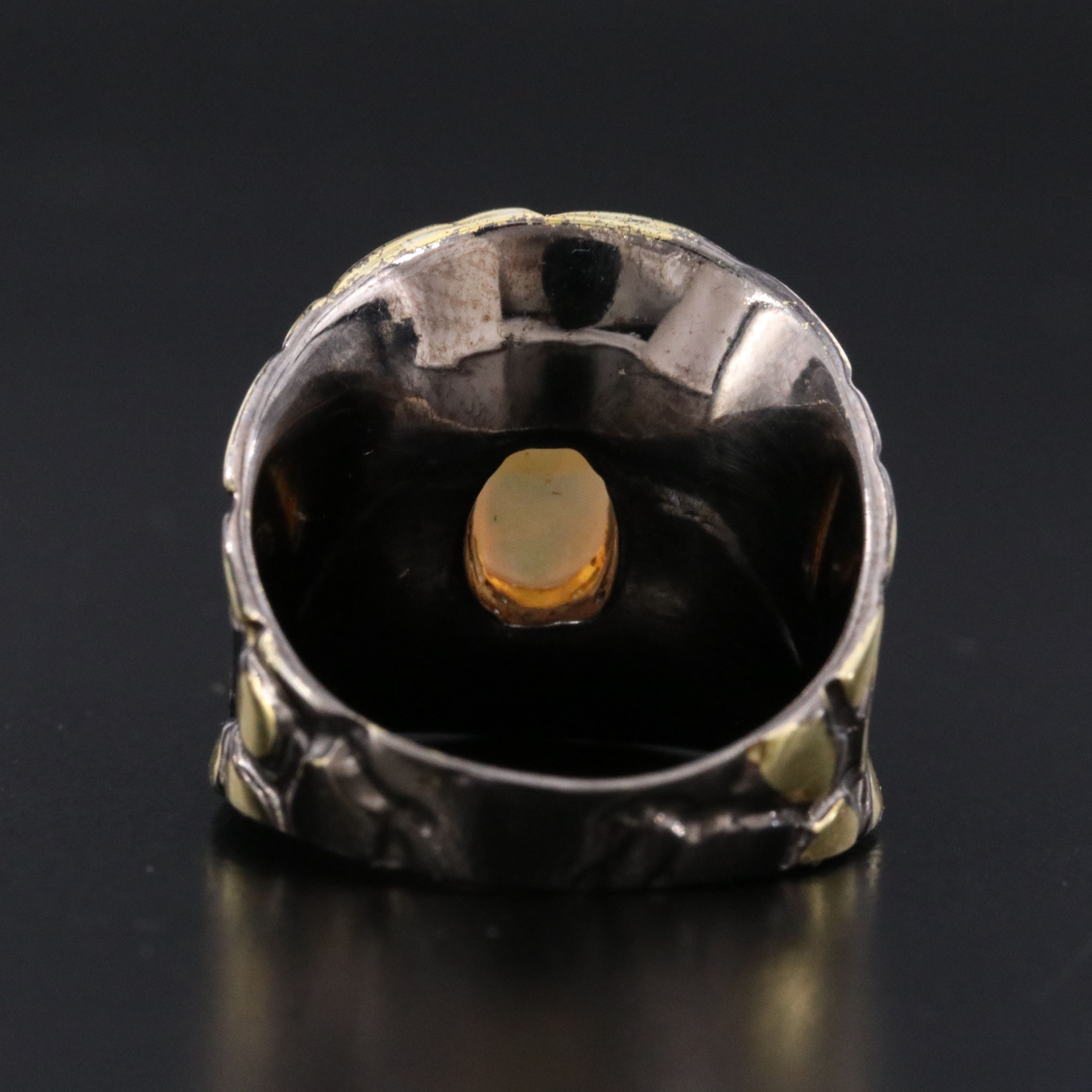 Sterling Two-Tone Opal Ring