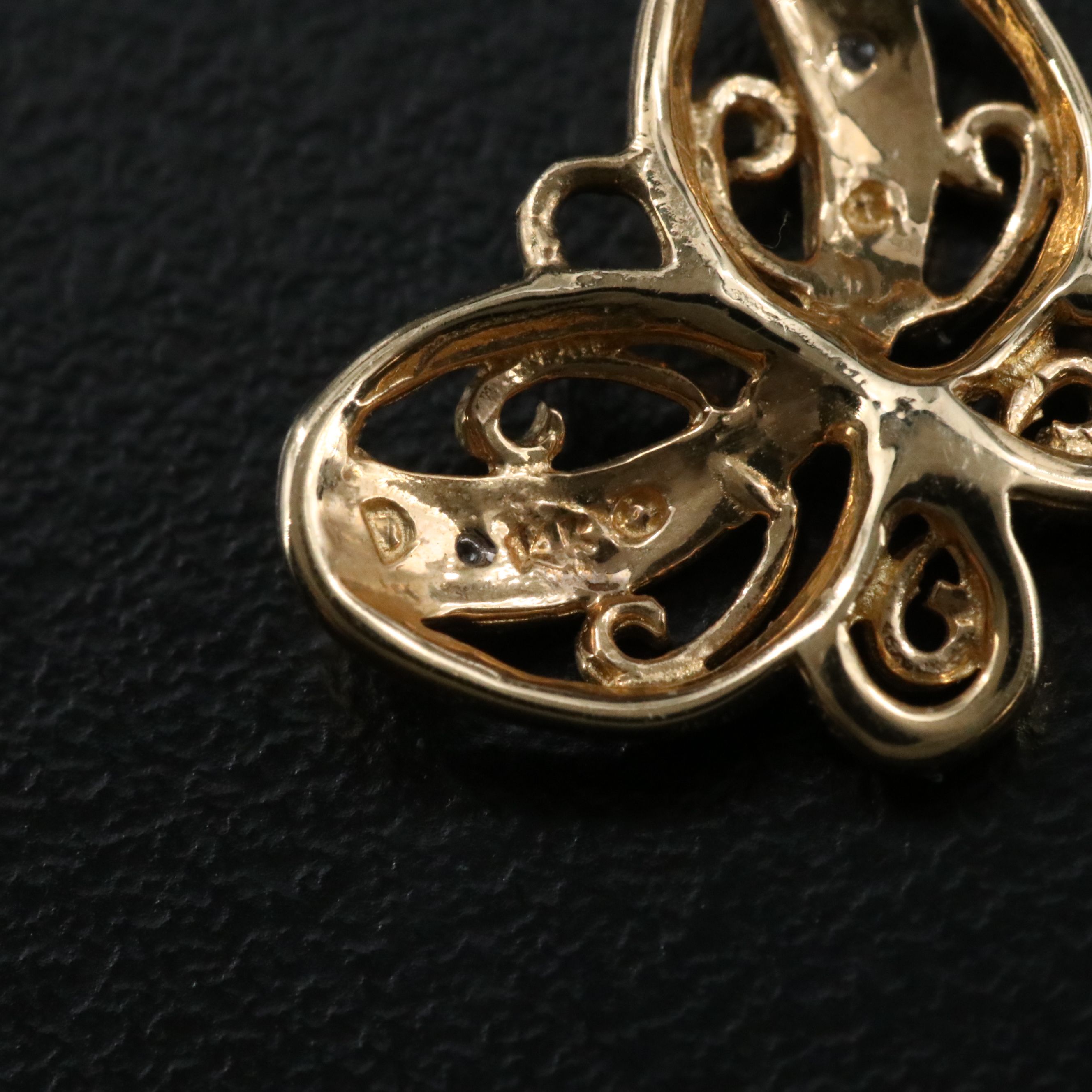 14K 0.01 CTW Diamond Butterfly Charm Pendant