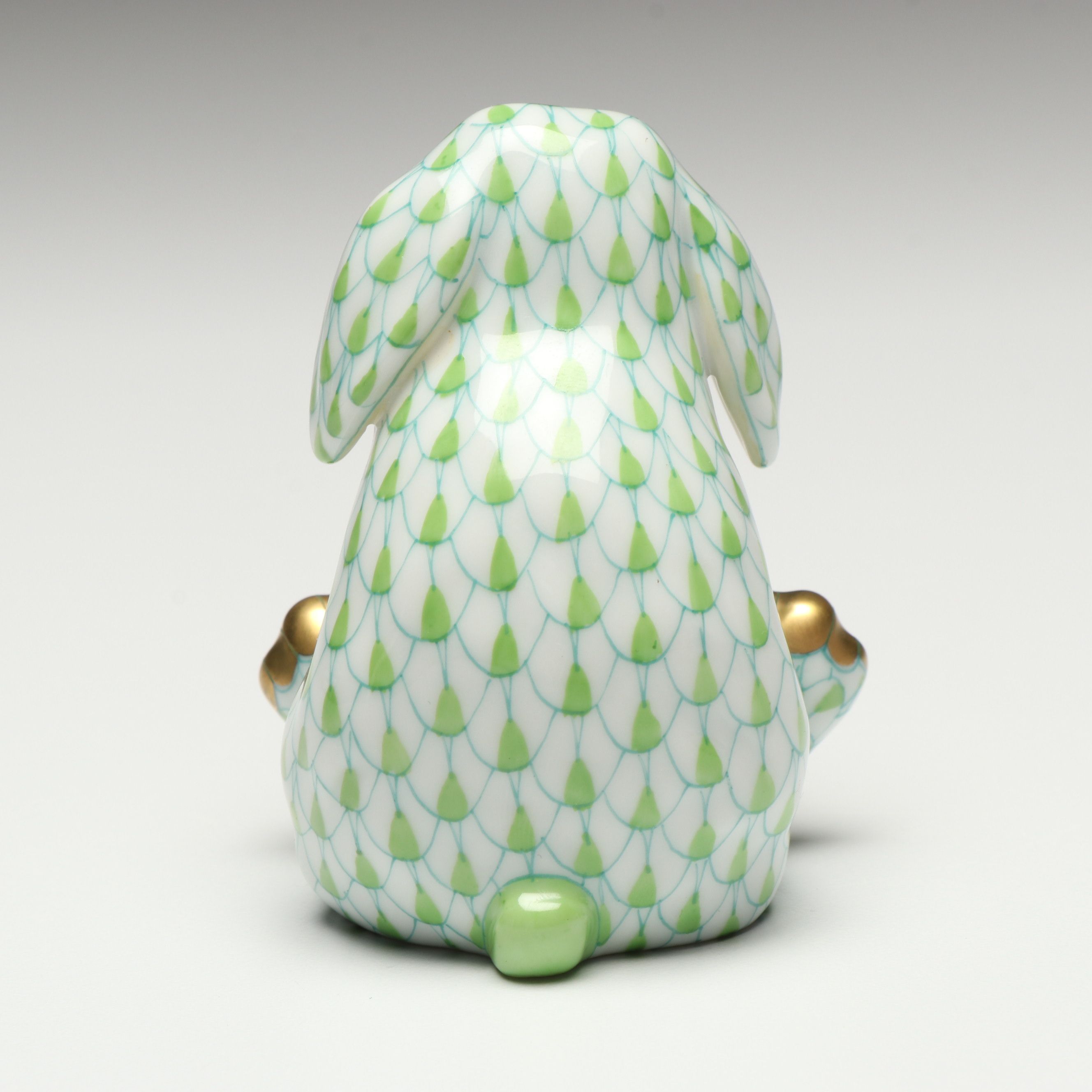 Herend Key Lime Fishnet with Gold “Easter Extravaganza” Porcelain Figurine