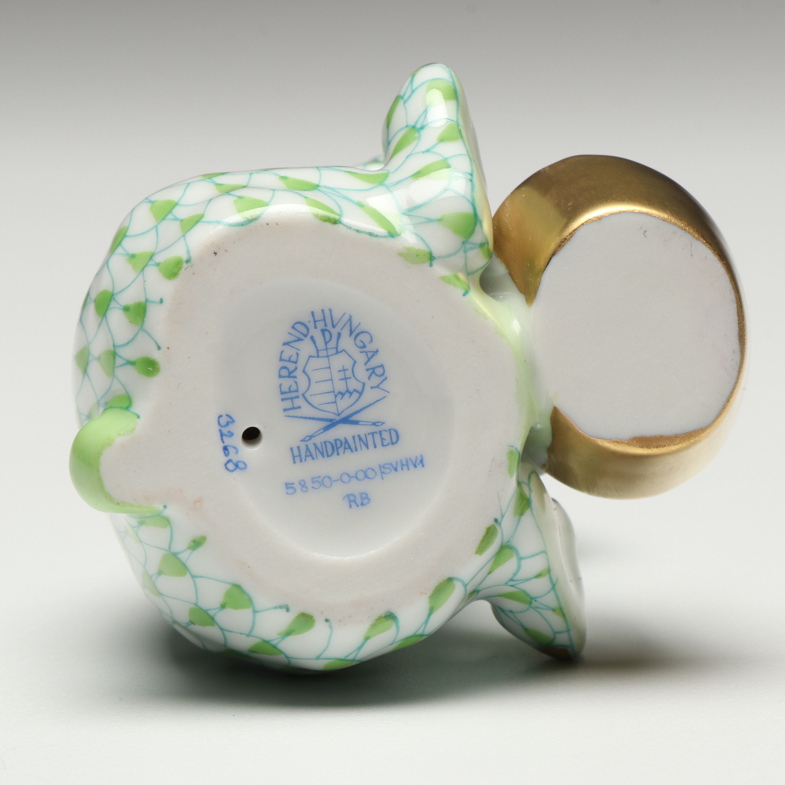 Herend Key Lime Fishnet with Gold “Easter Extravaganza” Porcelain Figurine