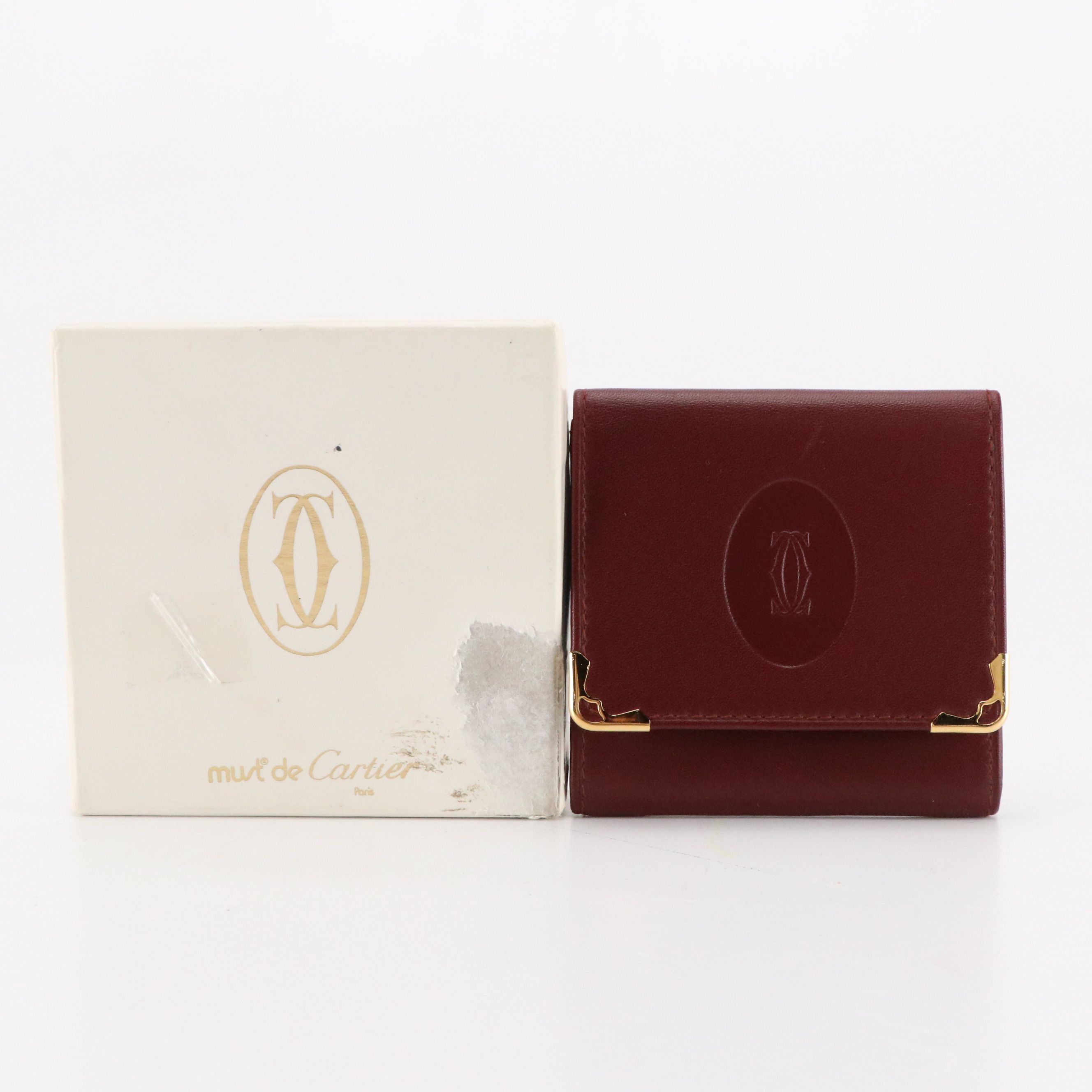 Cartier Coin Pouch in Smooth Burgundy Calf Leather, With Box