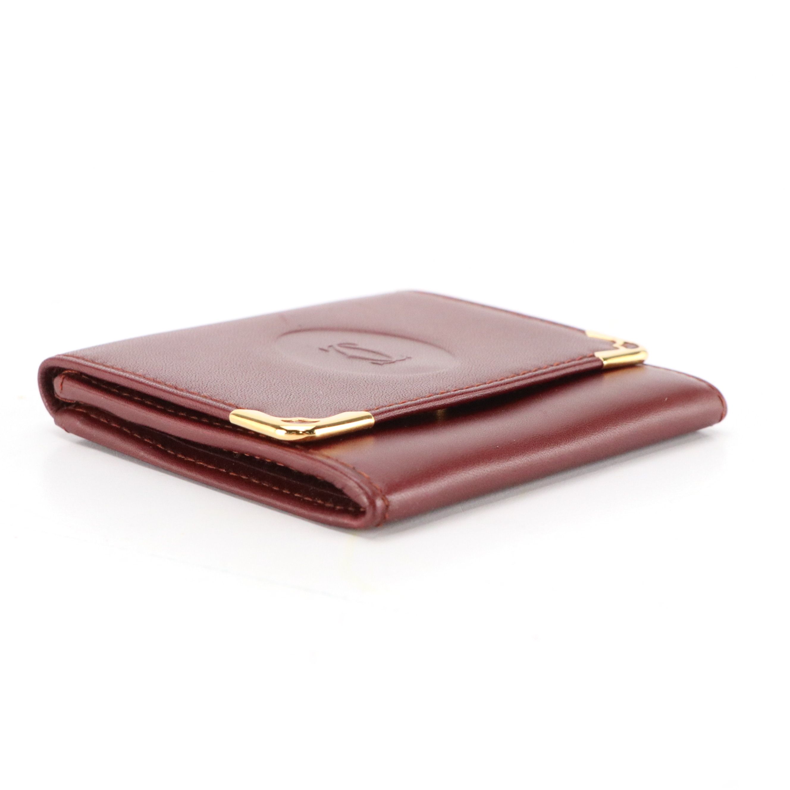 Cartier Coin Pouch in Smooth Burgundy Calf Leather, With Box