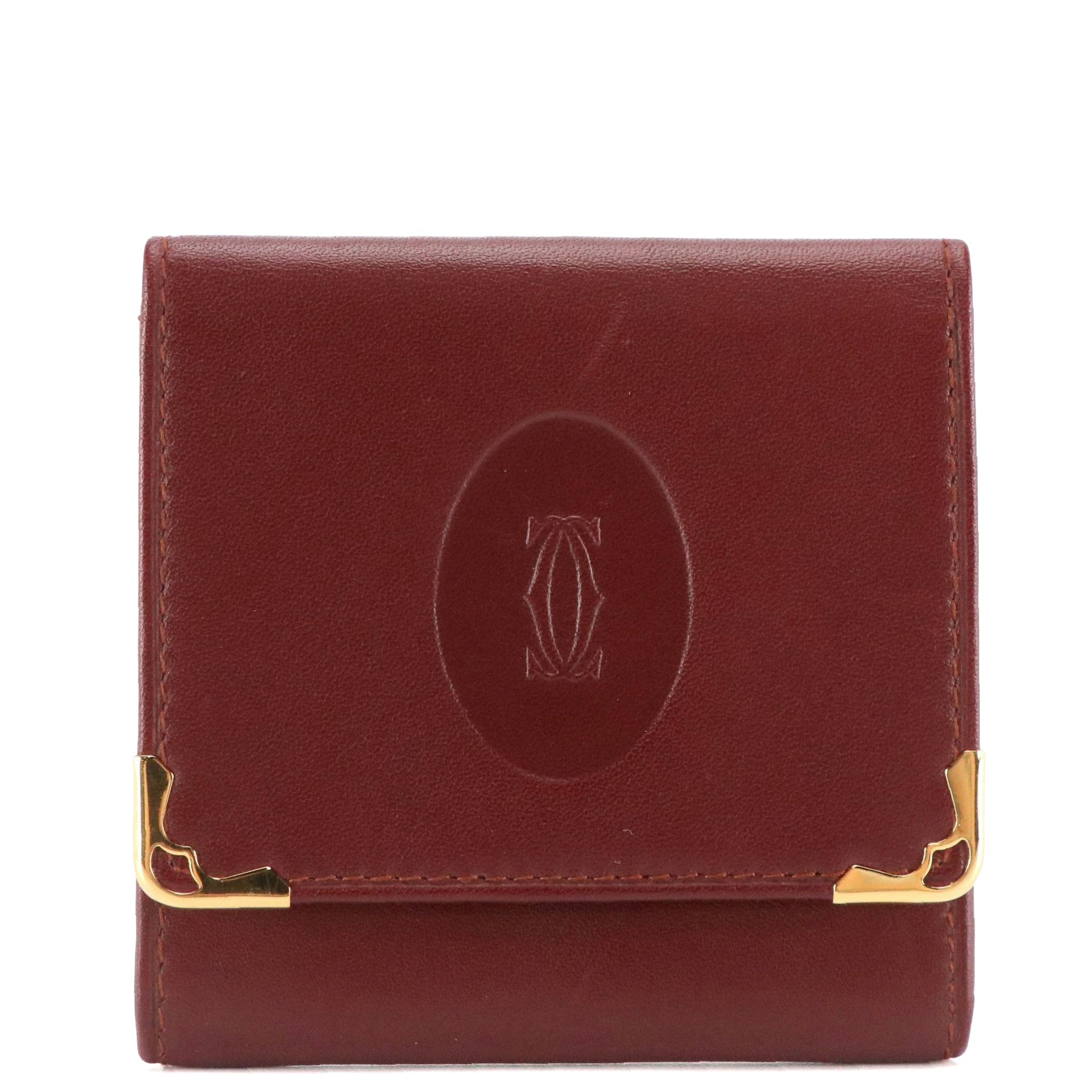 Cartier Coin Pouch in Smooth Burgundy Calf Leather, With Box