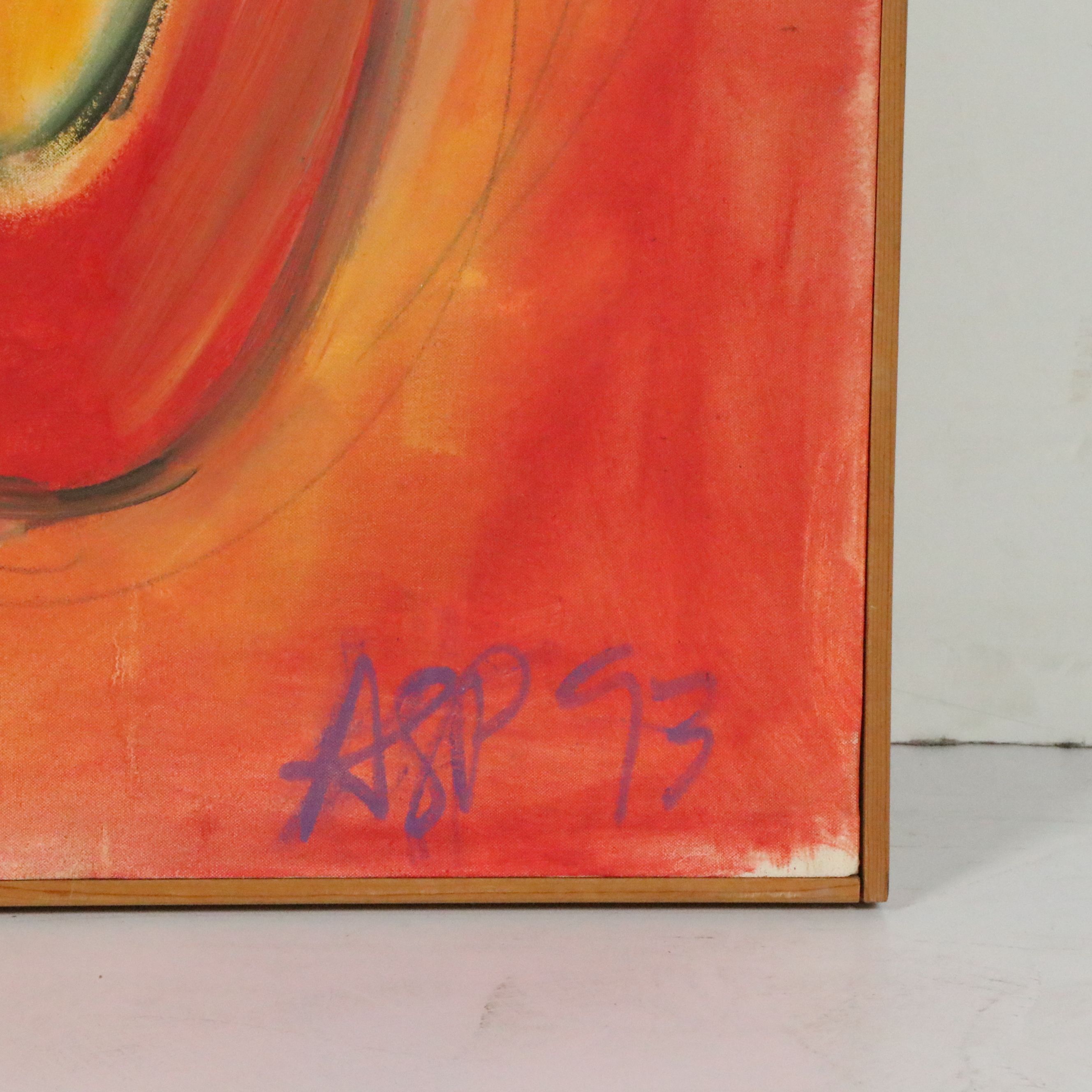 Acrylic Painting of Cubist Inspired Portrait, 1993