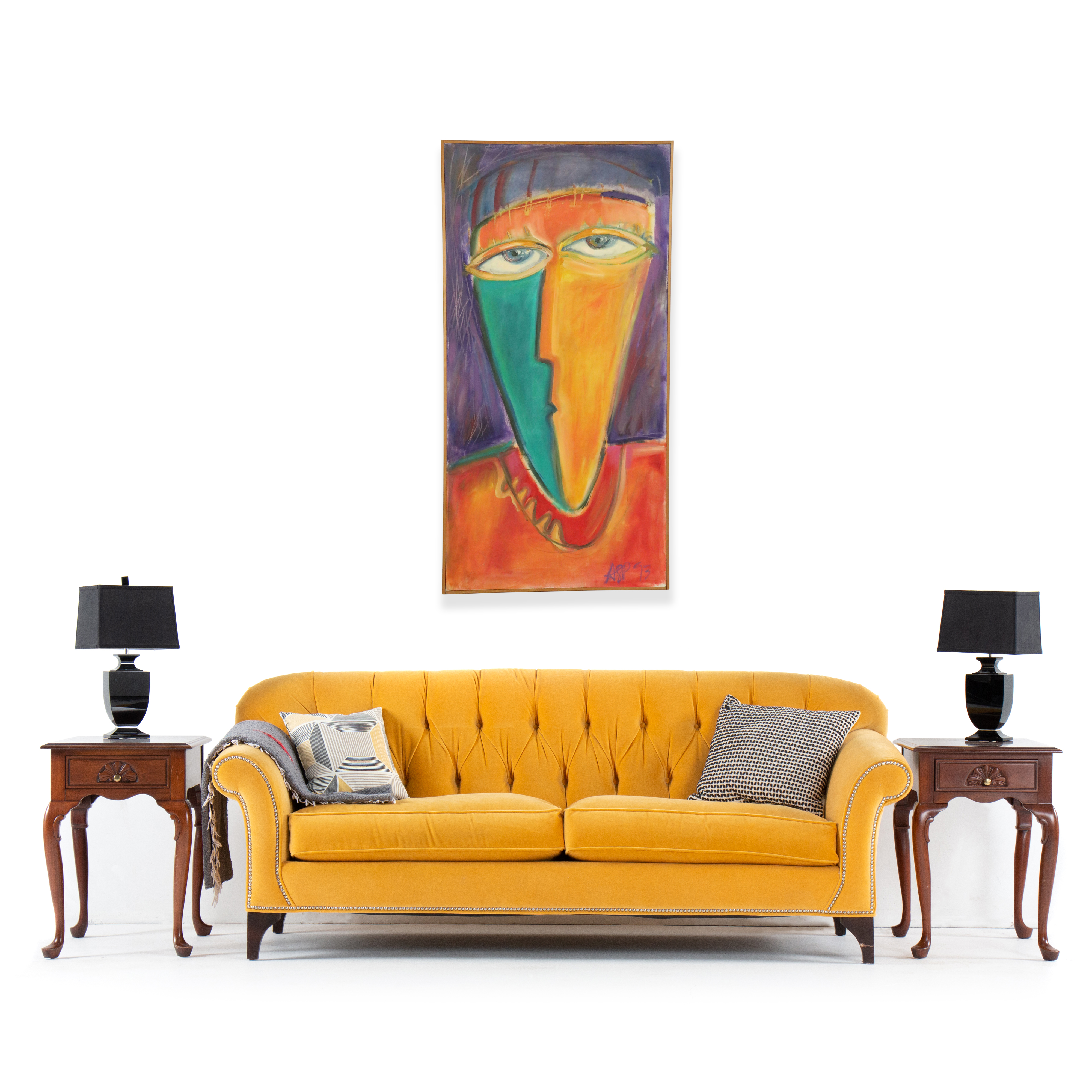 Acrylic Painting of Cubist Inspired Portrait, 1993