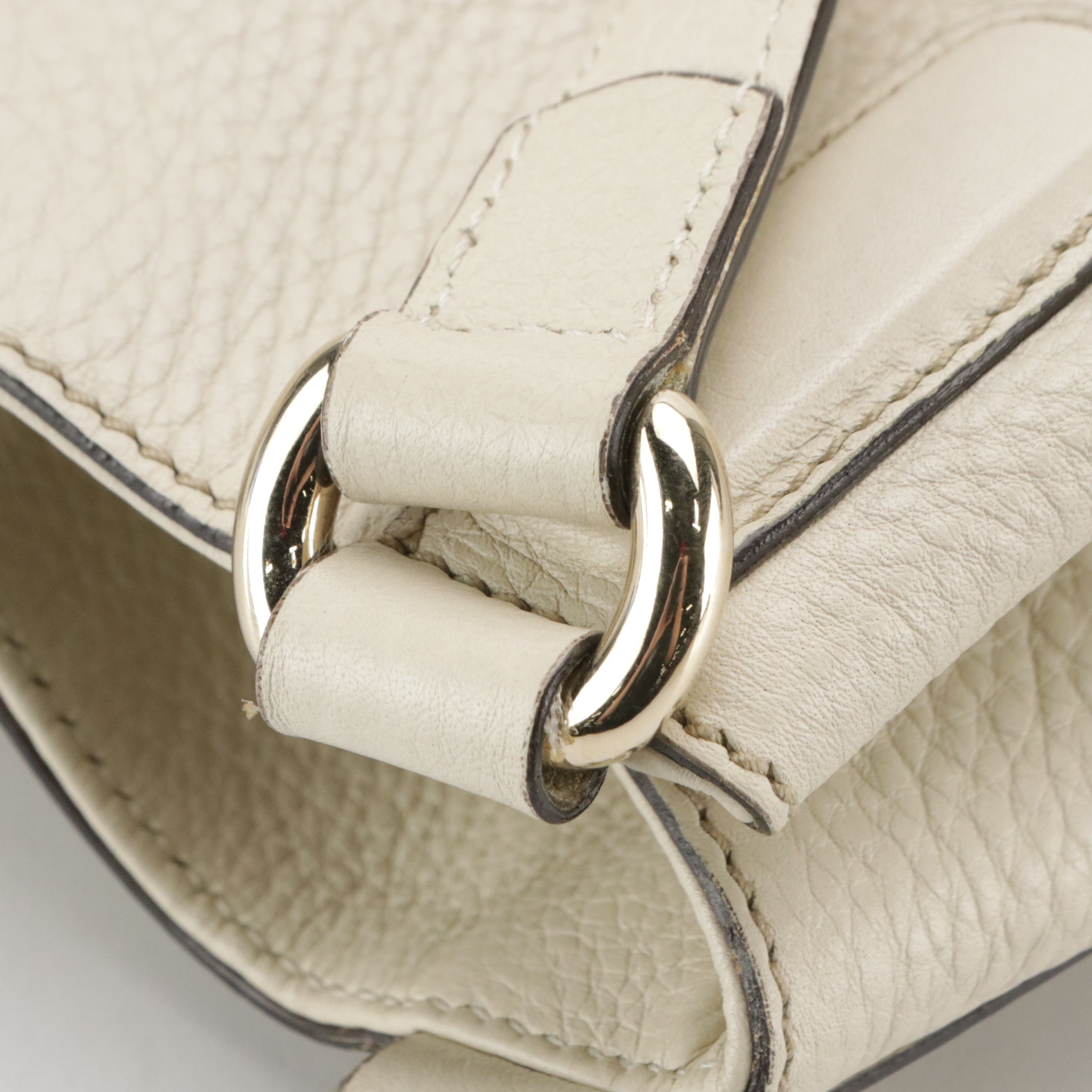 Gucci Soho Tassel Hobo Tote Bag in White Grained Calfskin Leather