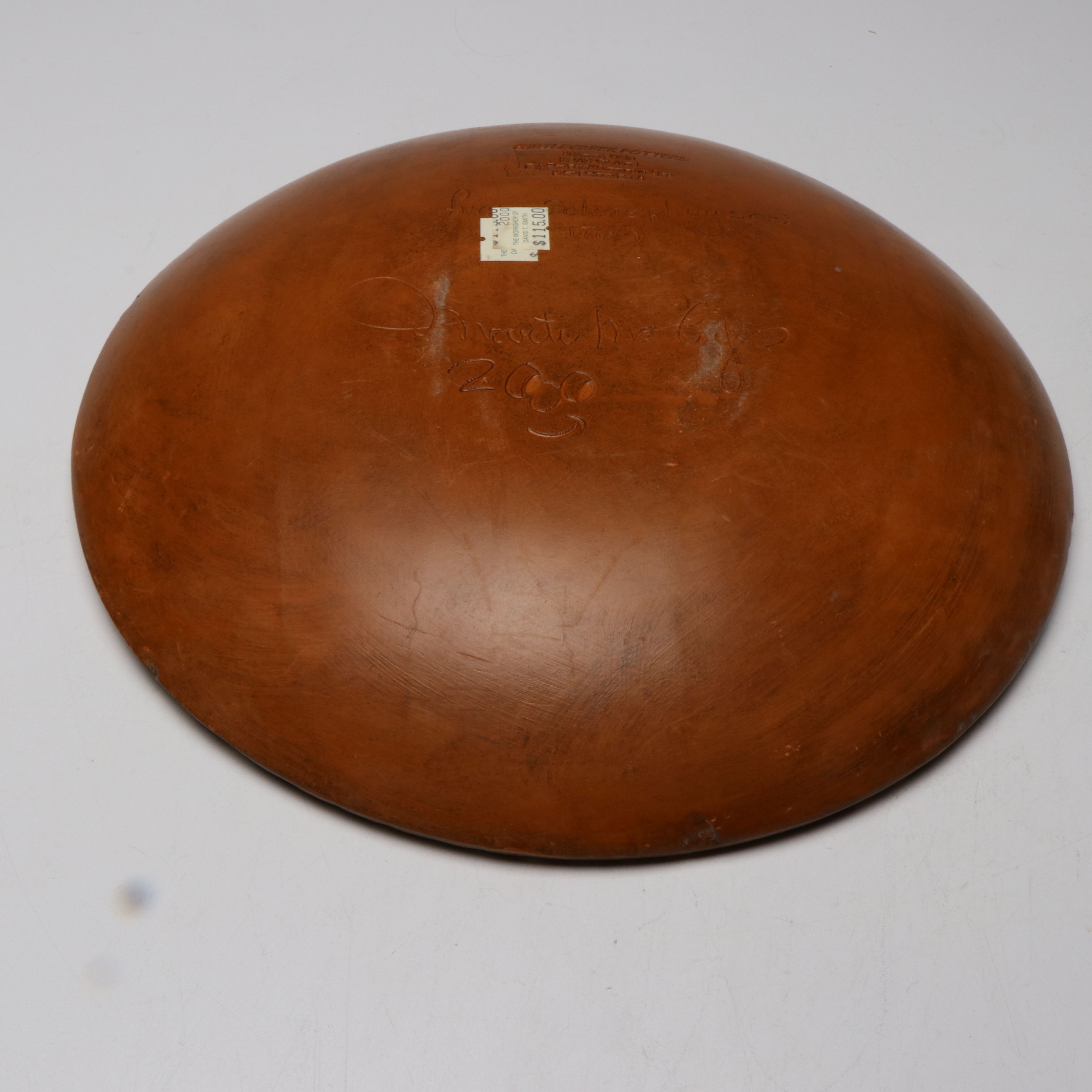 Turtlecreek Pottery Folk Art Redware Plate and Figurine, 2000s
