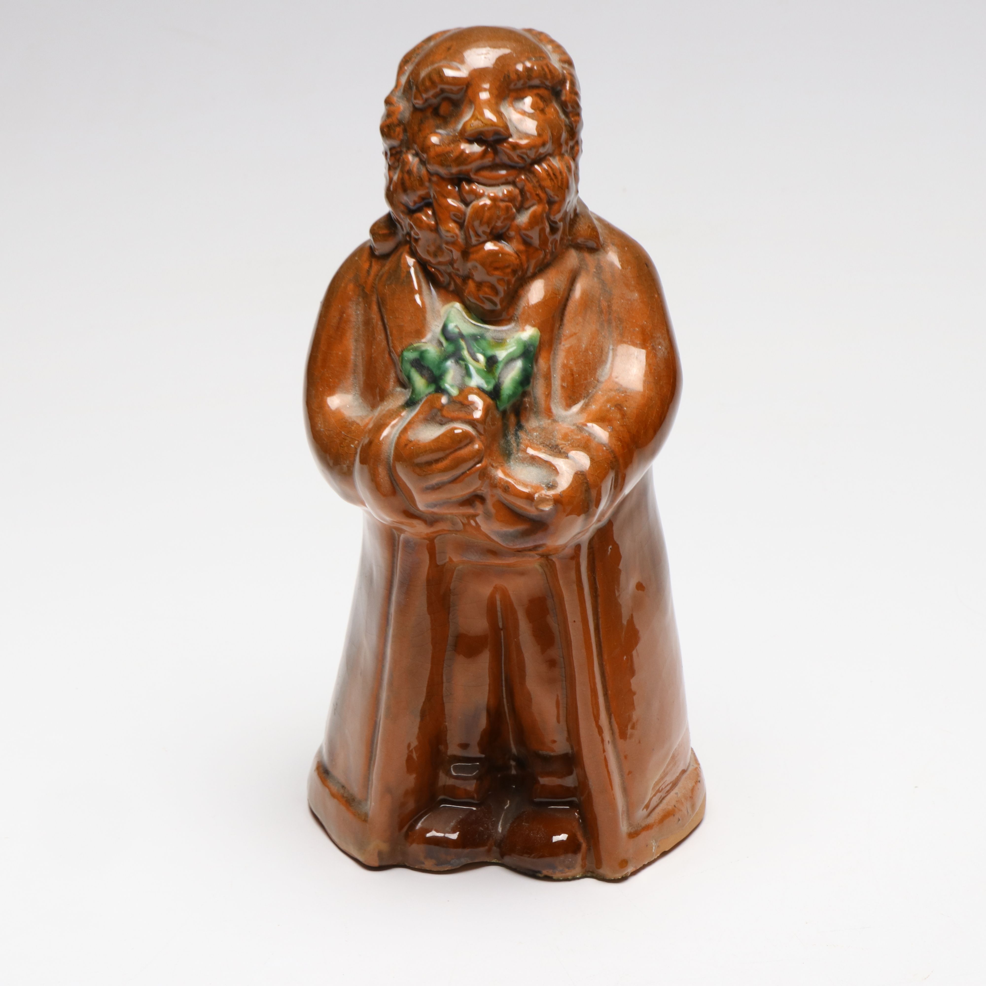 Turtlecreek Pottery Folk Art Redware Plate and Figurine, 2000s