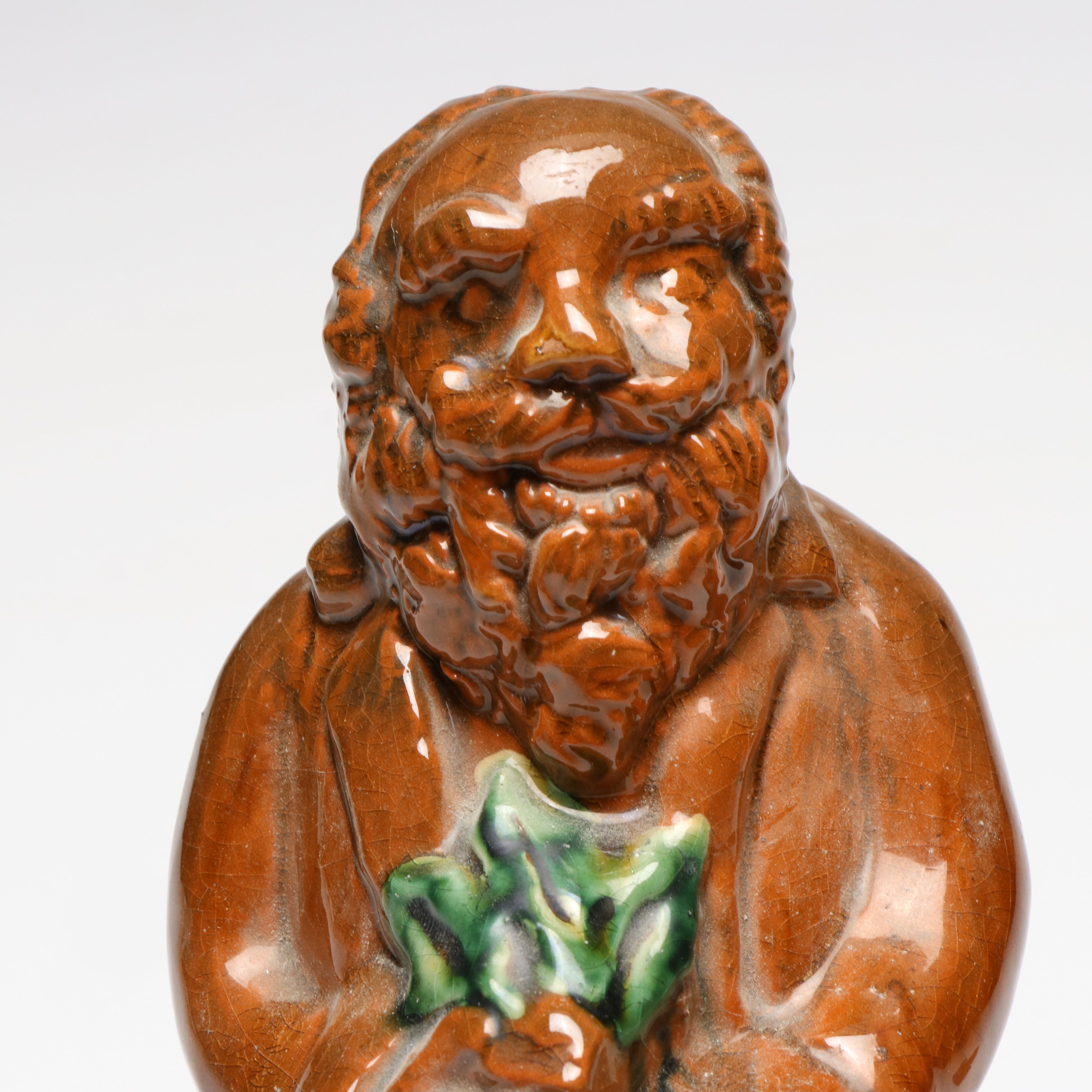 Turtlecreek Pottery Folk Art Redware Plate and Figurine, 2000s