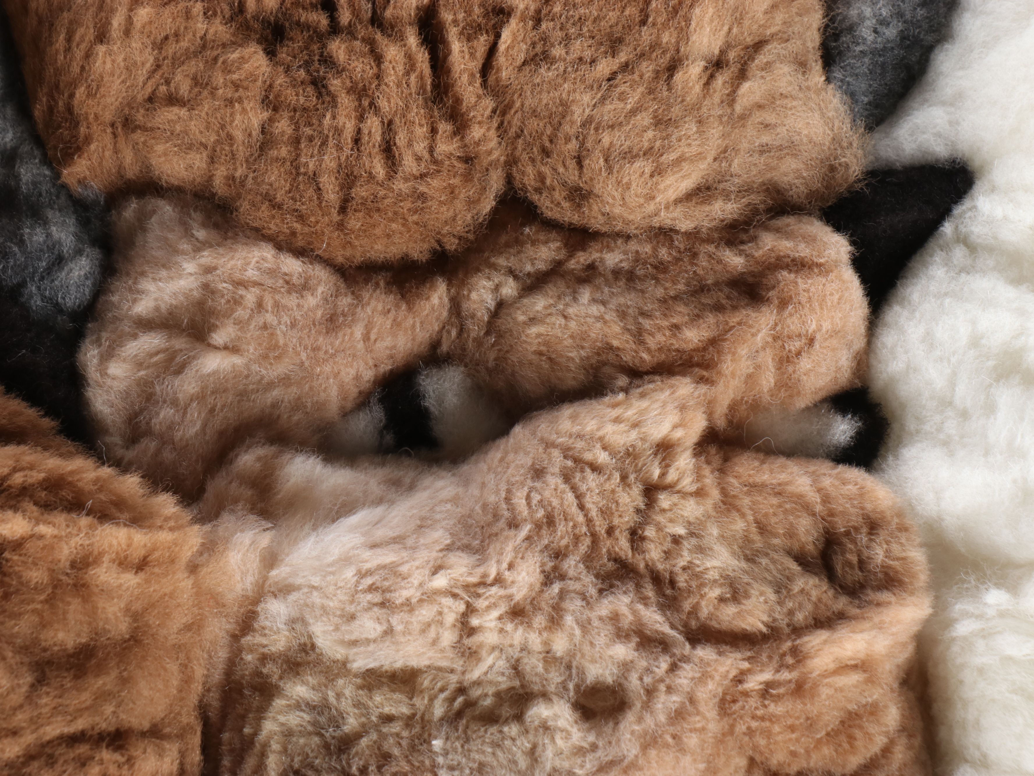 2'8 x 3'8 Handmade Patchwork Shearling Buffalo Pictorial Accent Rug