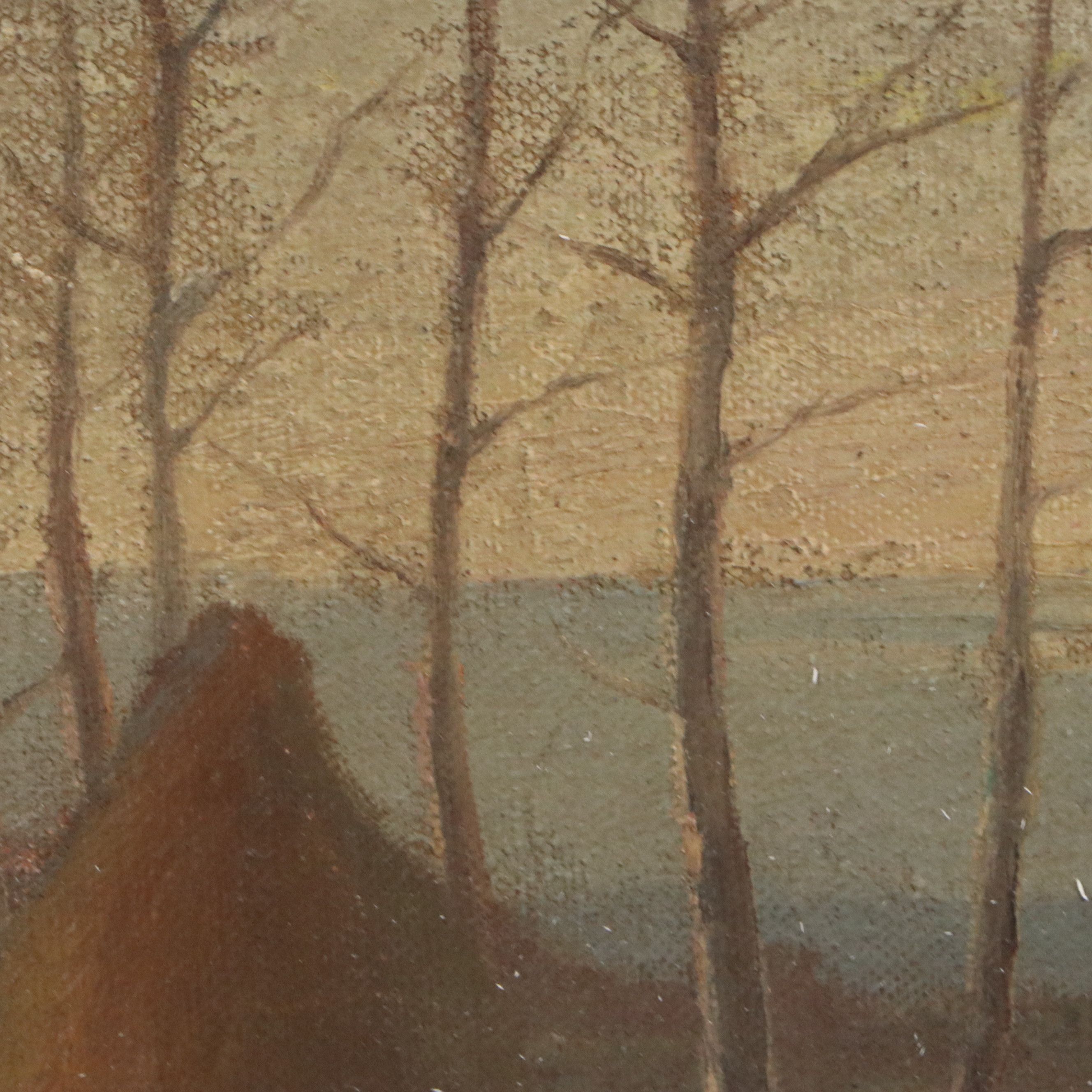 Hiram Peabody Flagg Oil Painting of House and Haystack, 1927