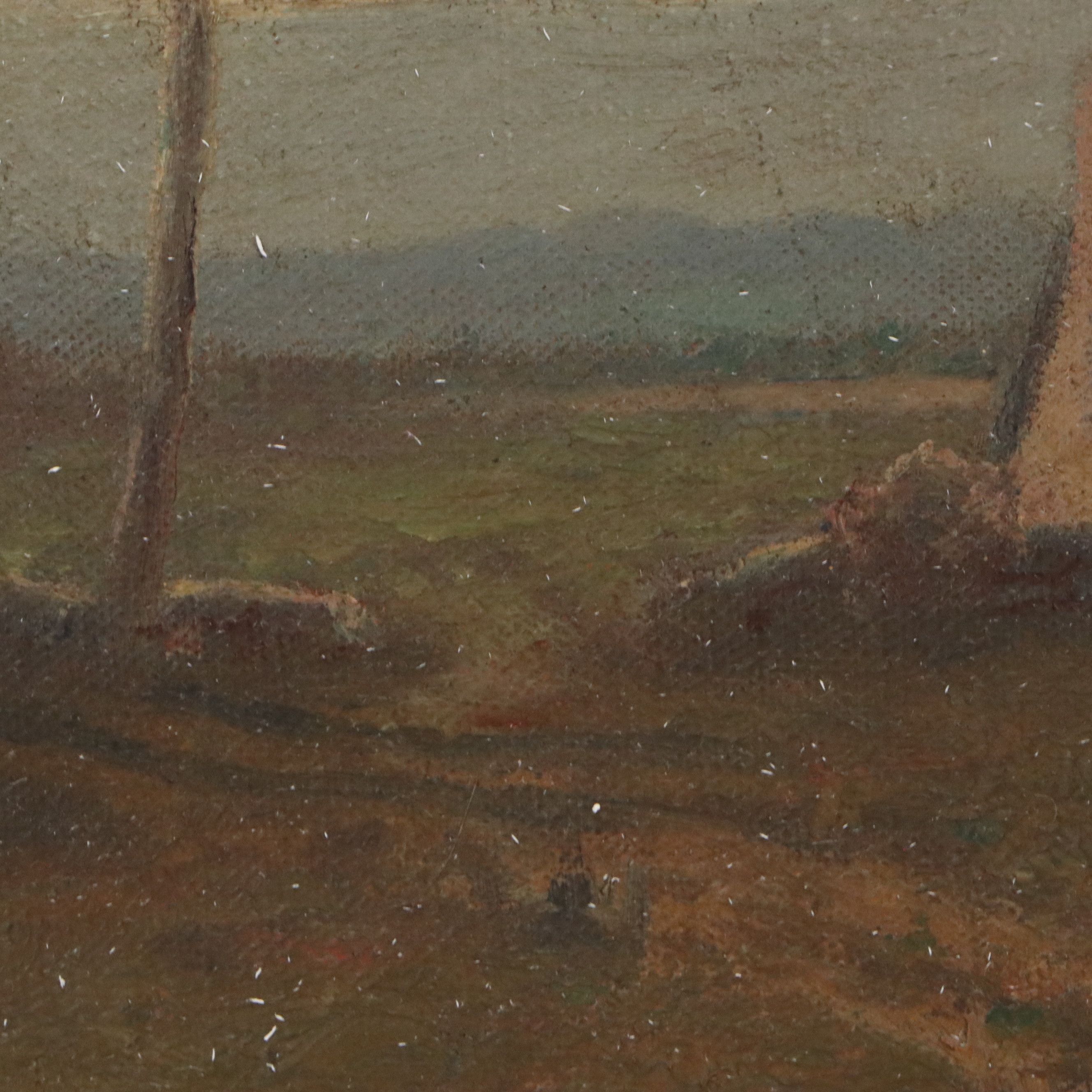 Hiram Peabody Flagg Oil Painting of House and Haystack, 1927