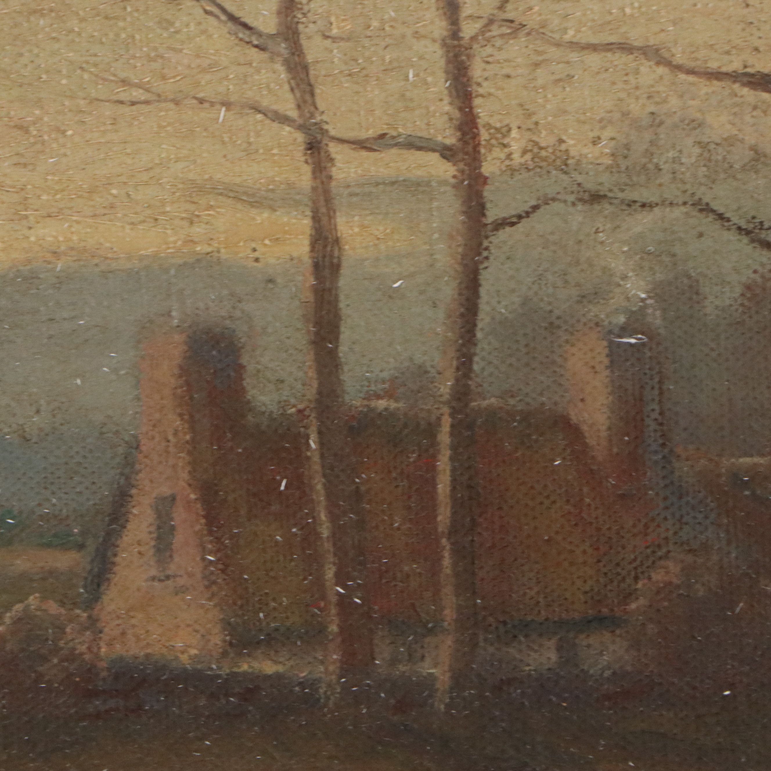 Hiram Peabody Flagg Oil Painting of House and Haystack, 1927
