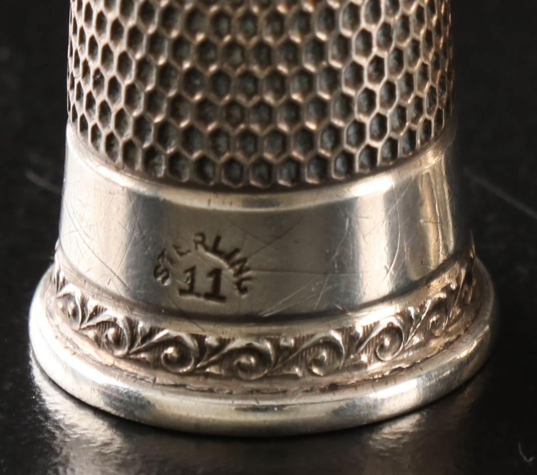 Sterling Silver Thimbles and Glove Darner with Thimble Holders