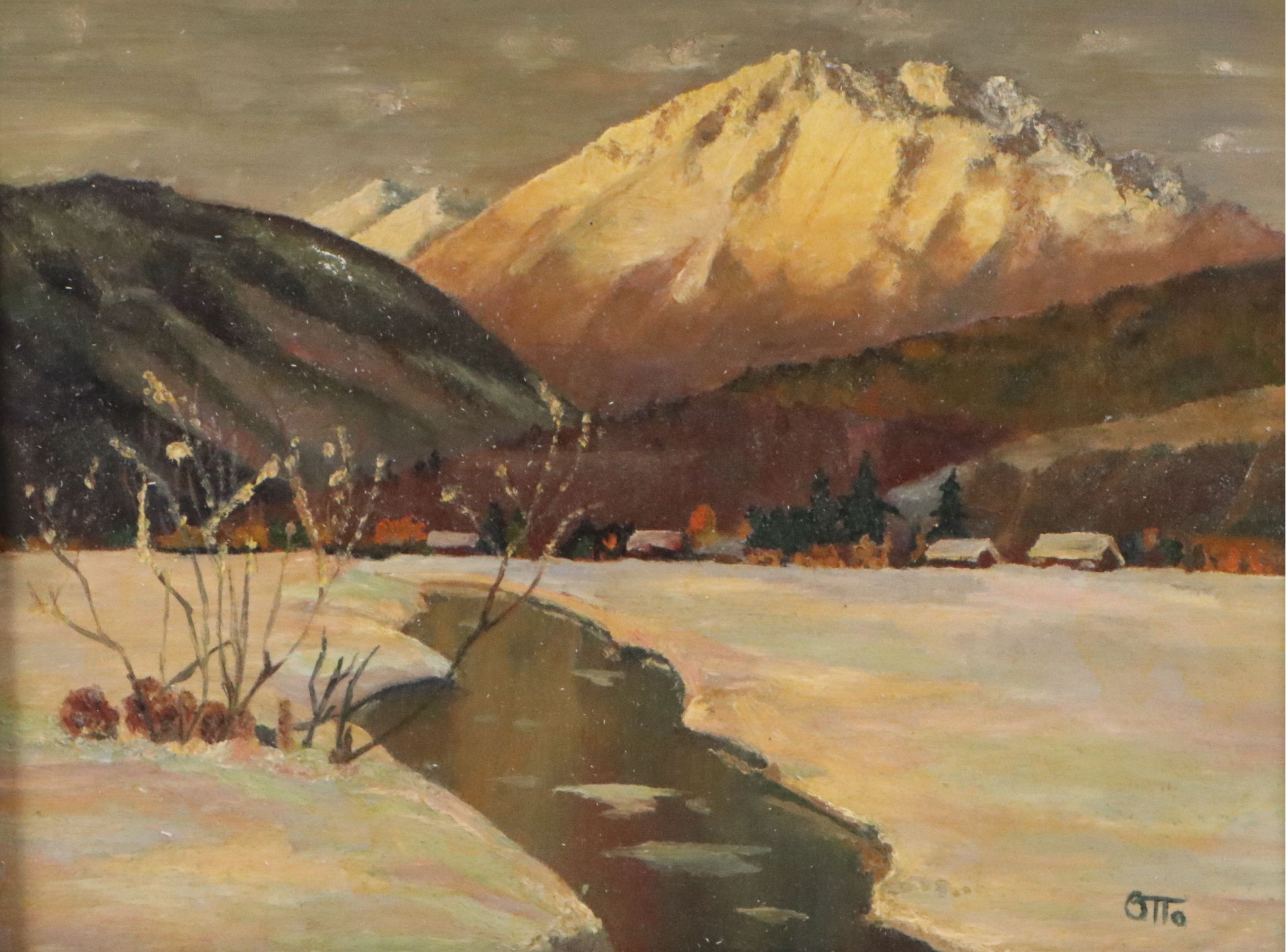 Rudolph Otto Mountainous Landscape with Small Village, Early to Mid-20th Century