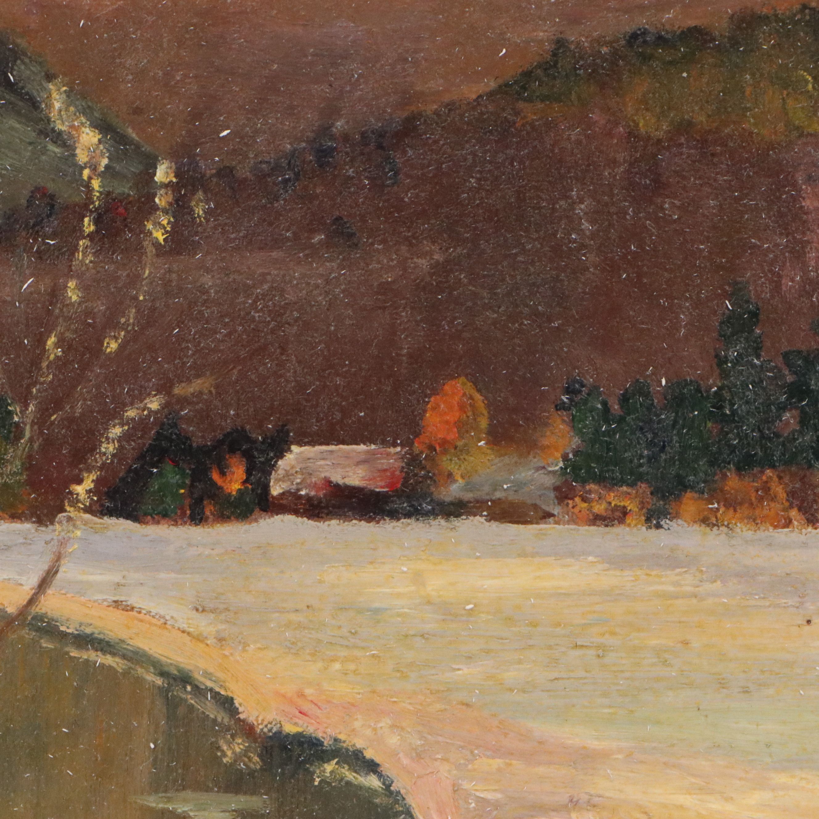 Rudolph Otto Mountainous Landscape with Small Village, Early to Mid-20th Century