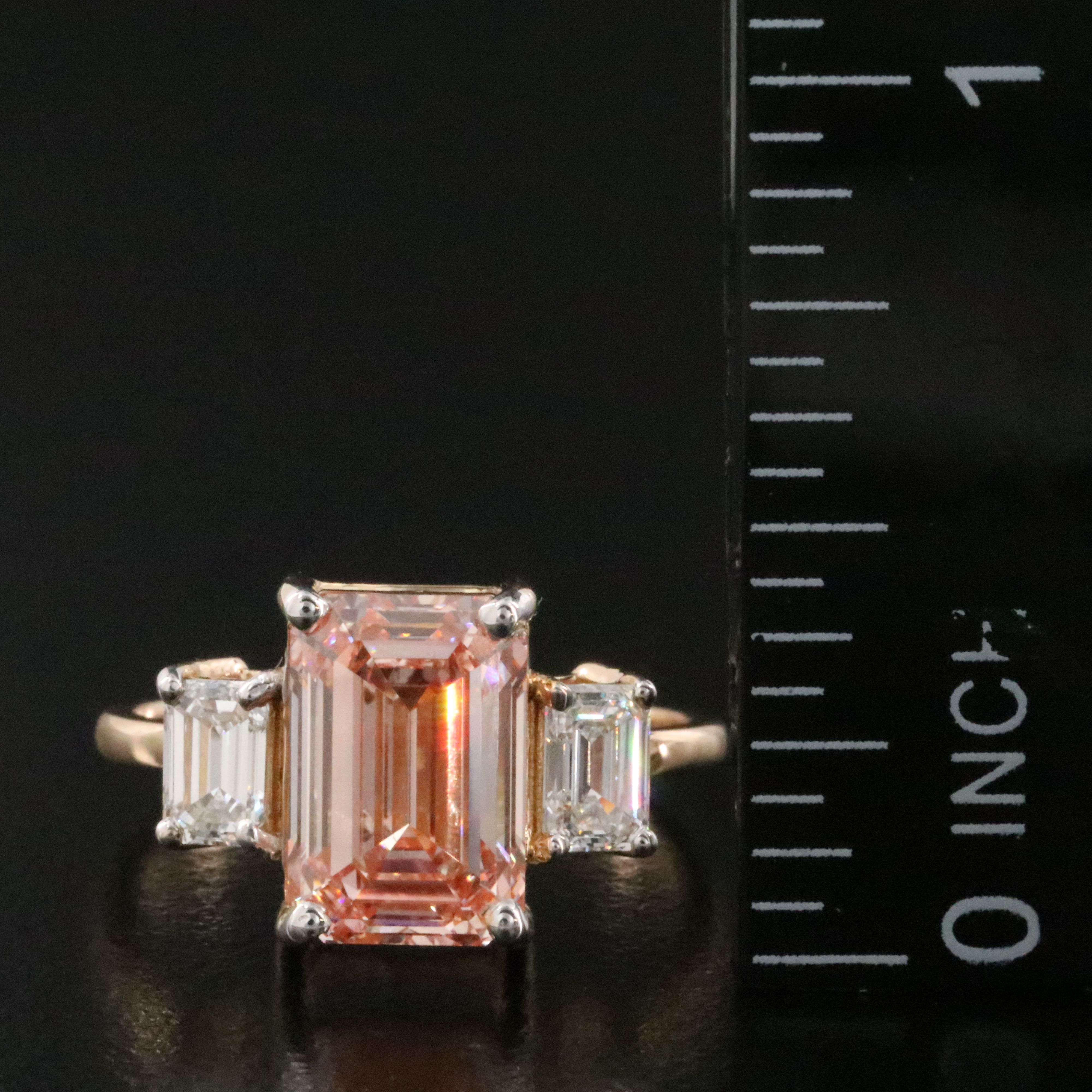 18K 3.80 CTW Lab Grown Diamond Ring with Fancy Intense Pink Center & IGI Report