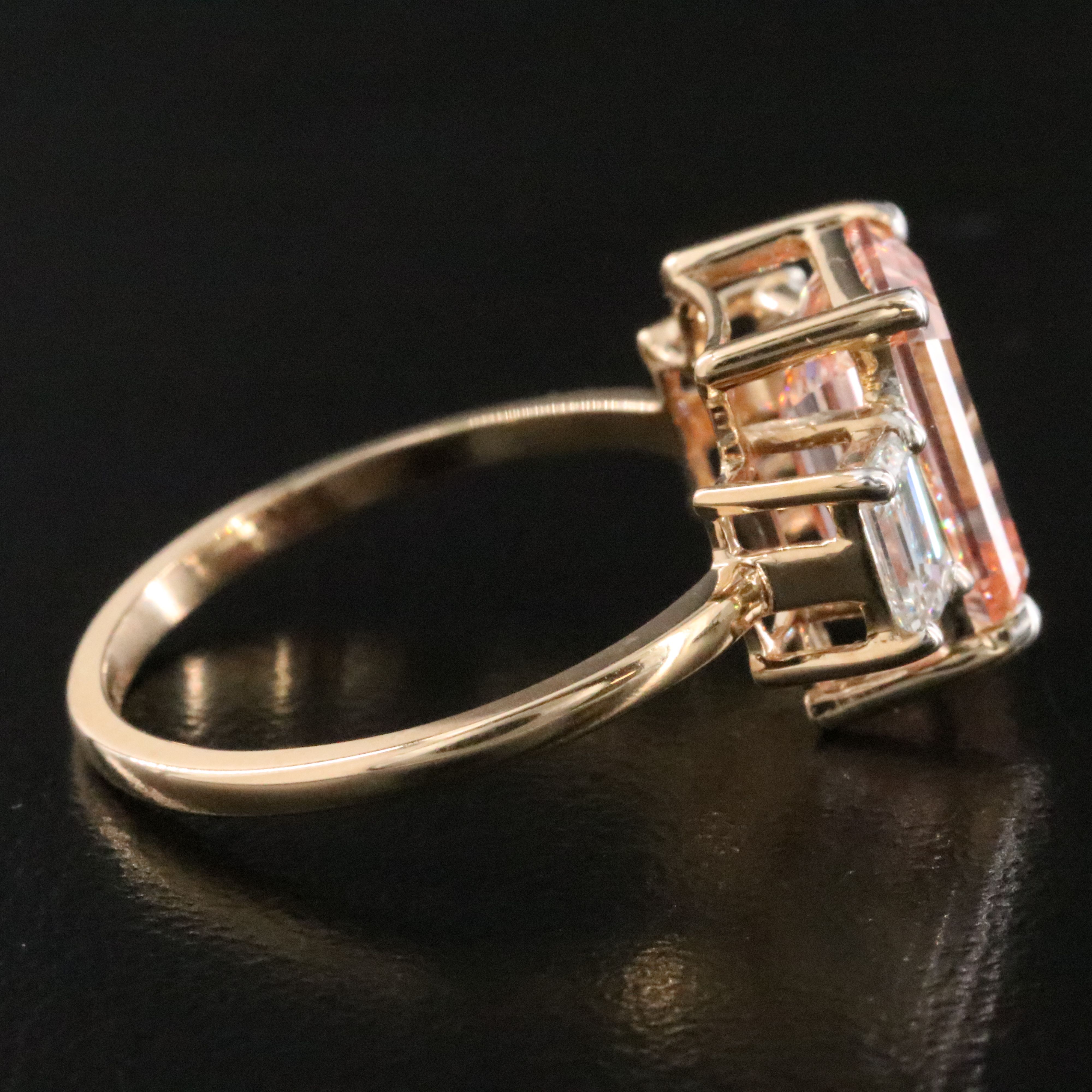 18K 3.80 CTW Lab Grown Diamond Ring with Fancy Intense Pink Center & IGI Report