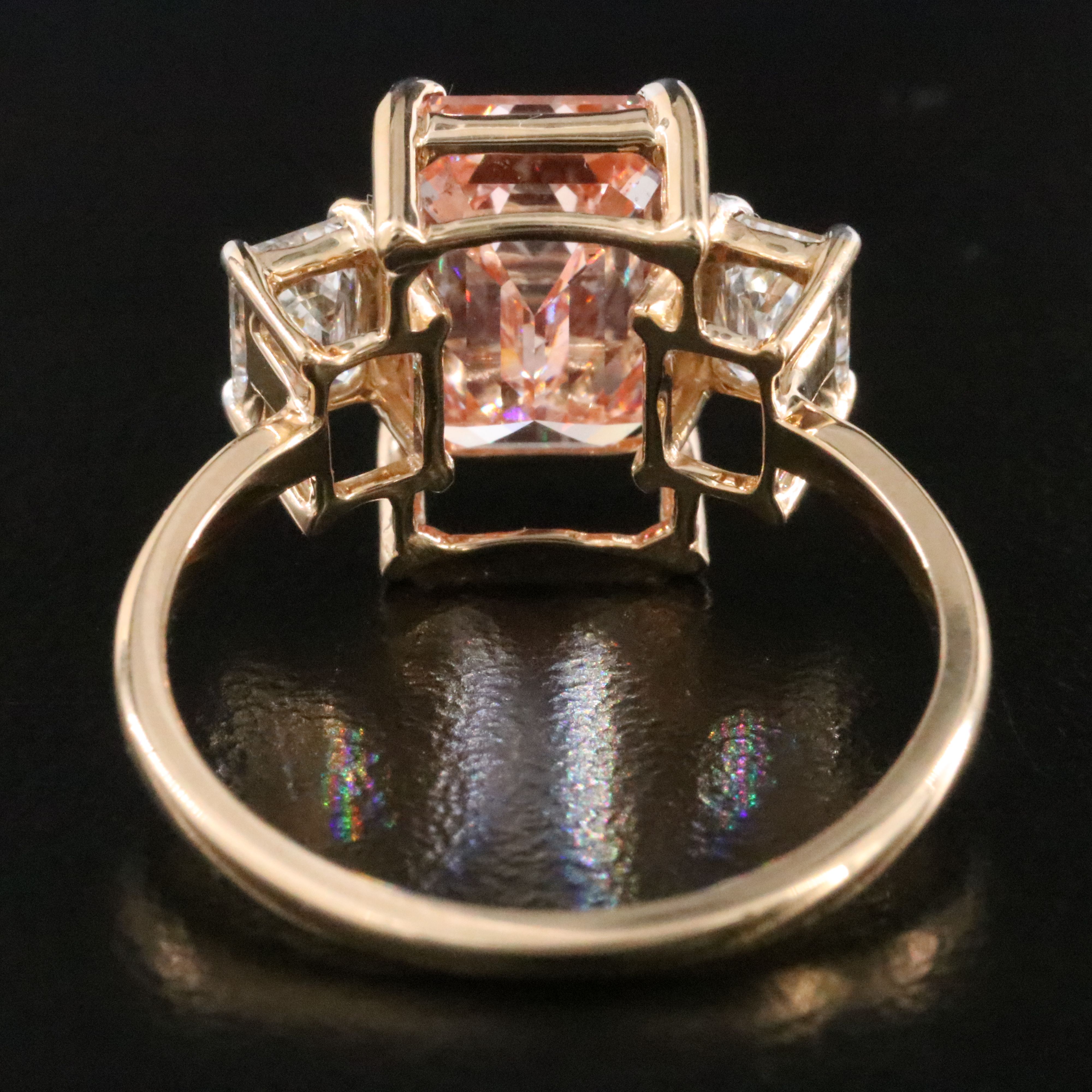 18K 3.80 CTW Lab Grown Diamond Ring with Fancy Intense Pink Center & IGI Report