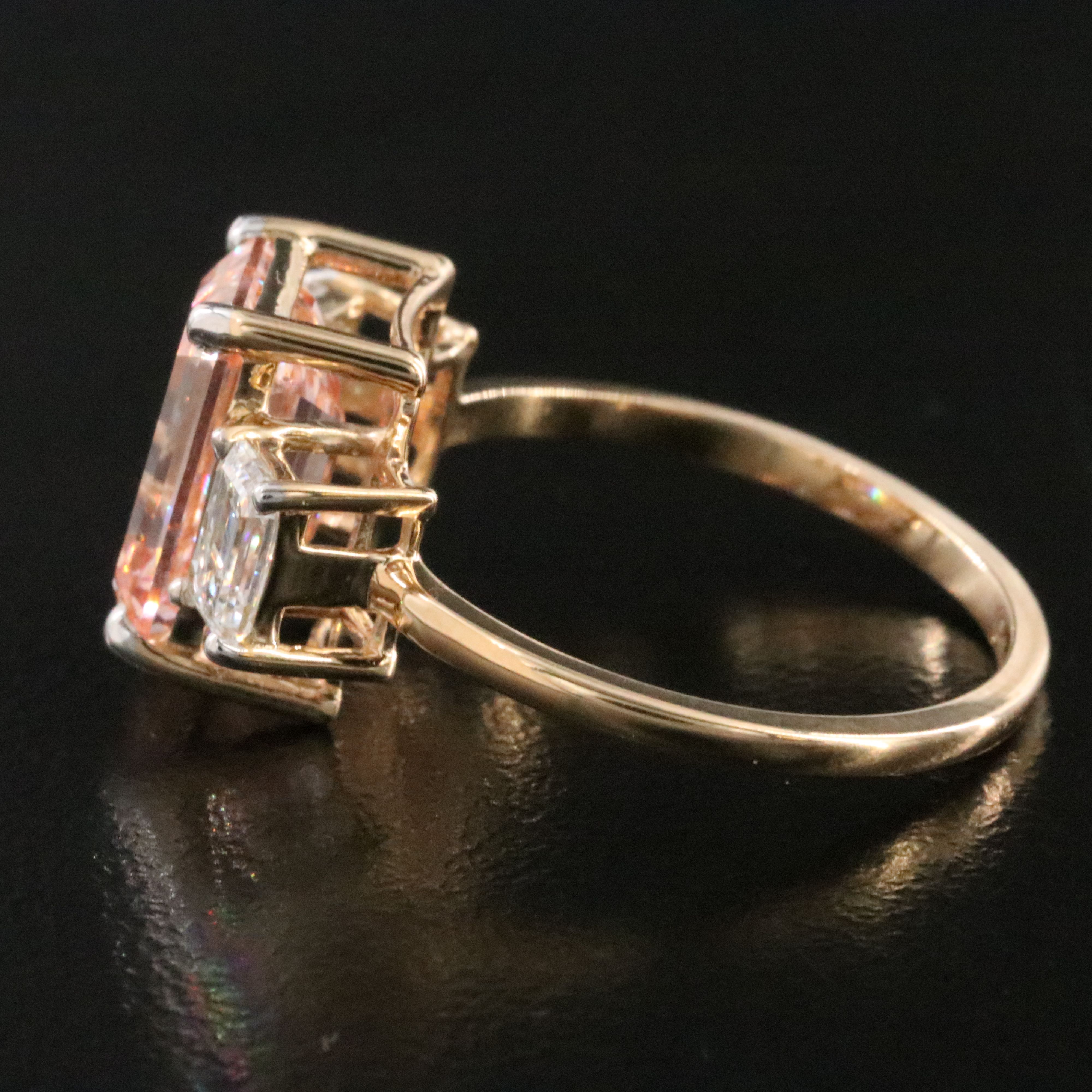 18K 3.80 CTW Lab Grown Diamond Ring with Fancy Intense Pink Center & IGI Report