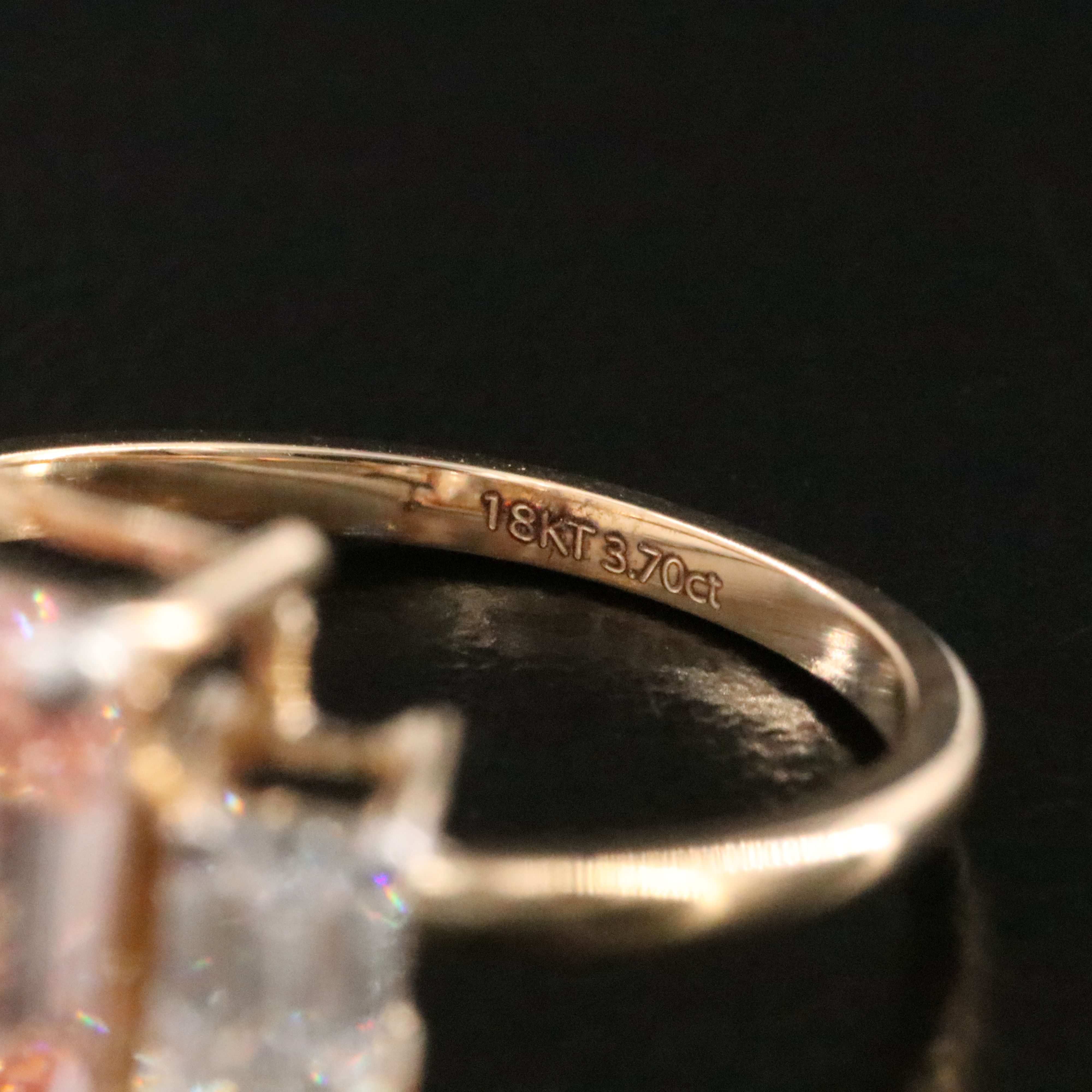 18K 3.80 CTW Lab Grown Diamond Ring with Fancy Intense Pink Center & IGI Report