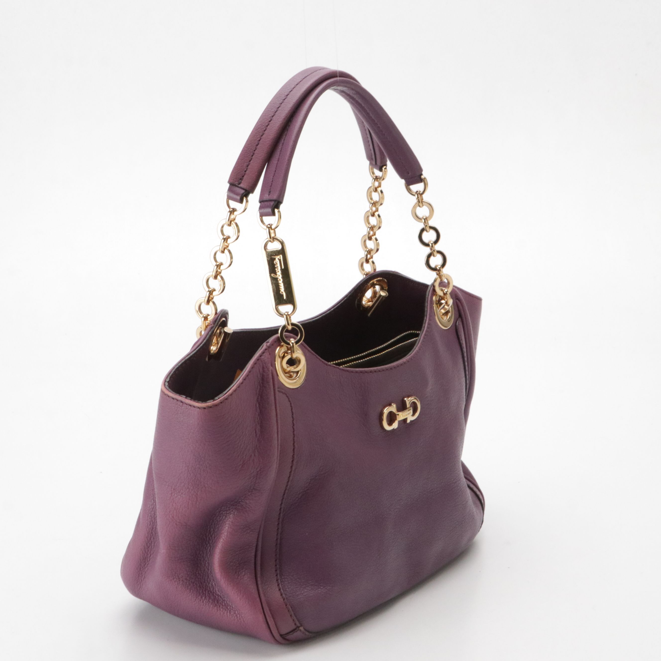 Salvatore Ferragamo Calfskin Leather Betulla Shoulder Bag with Gancini Hardware