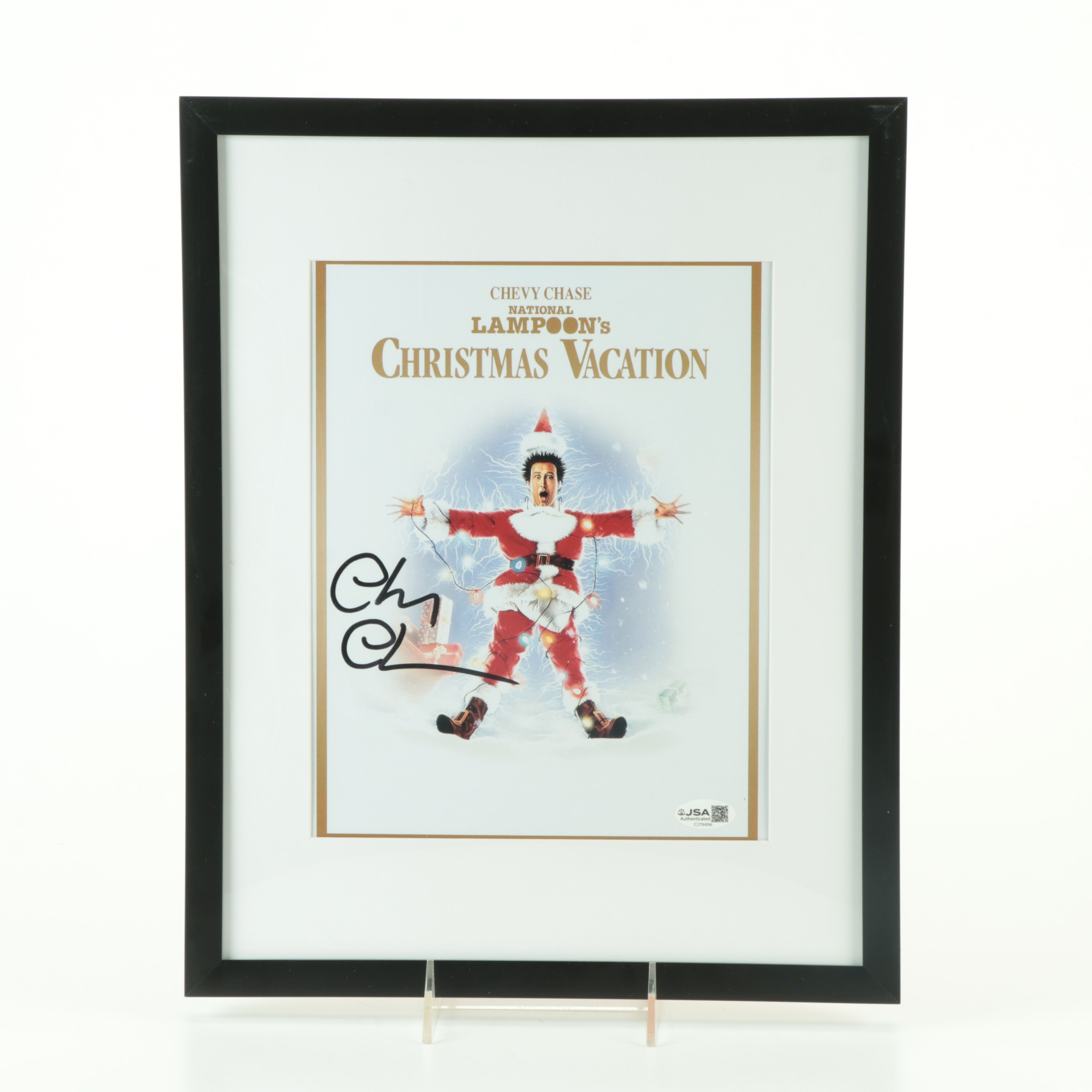 Chevy Chase Signed “Christmas Vacation” Movie Print in Matted Frame, JSA