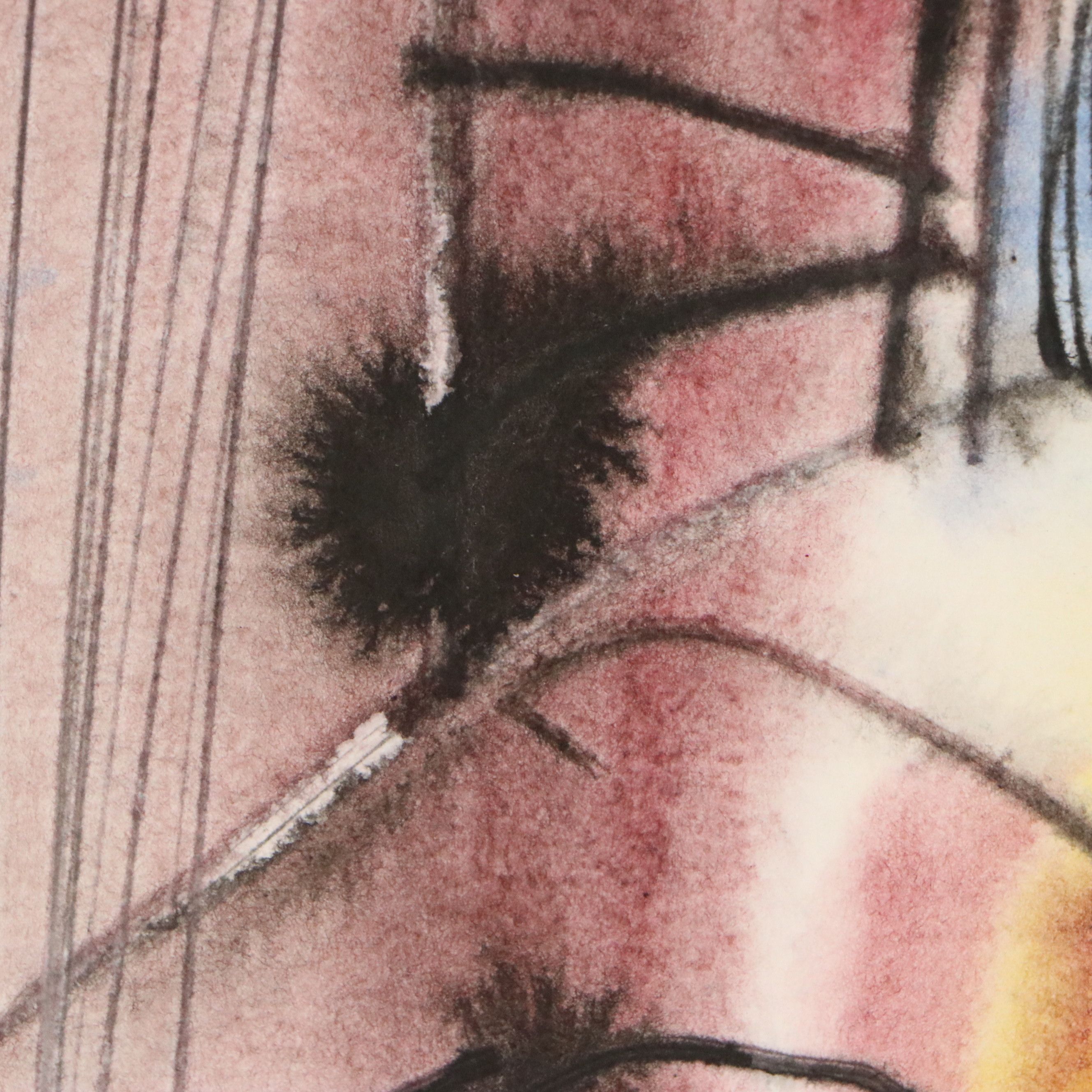 Jack Meanwell Ink and Watercolor Composition, 1982