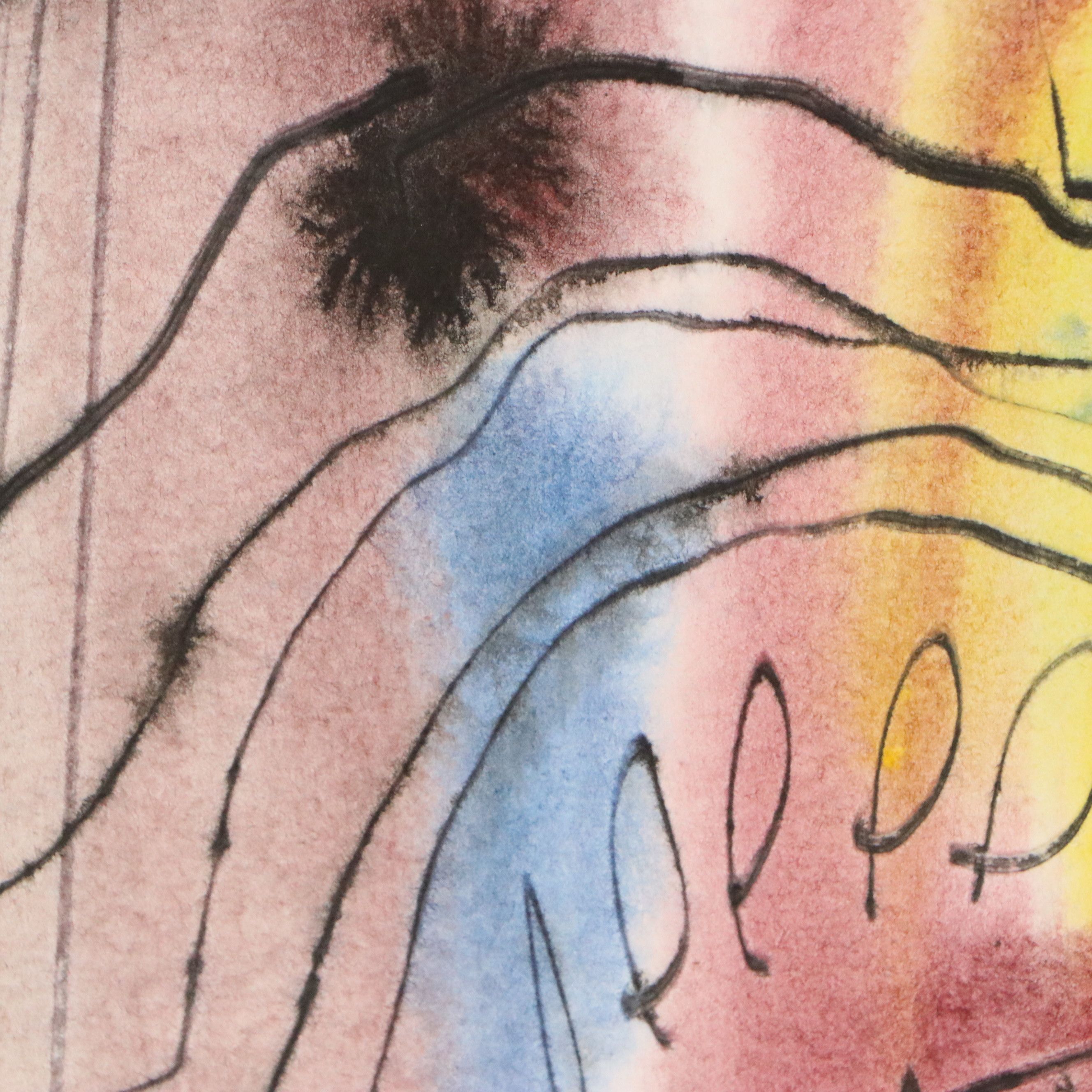 Jack Meanwell Ink and Watercolor Composition, 1982