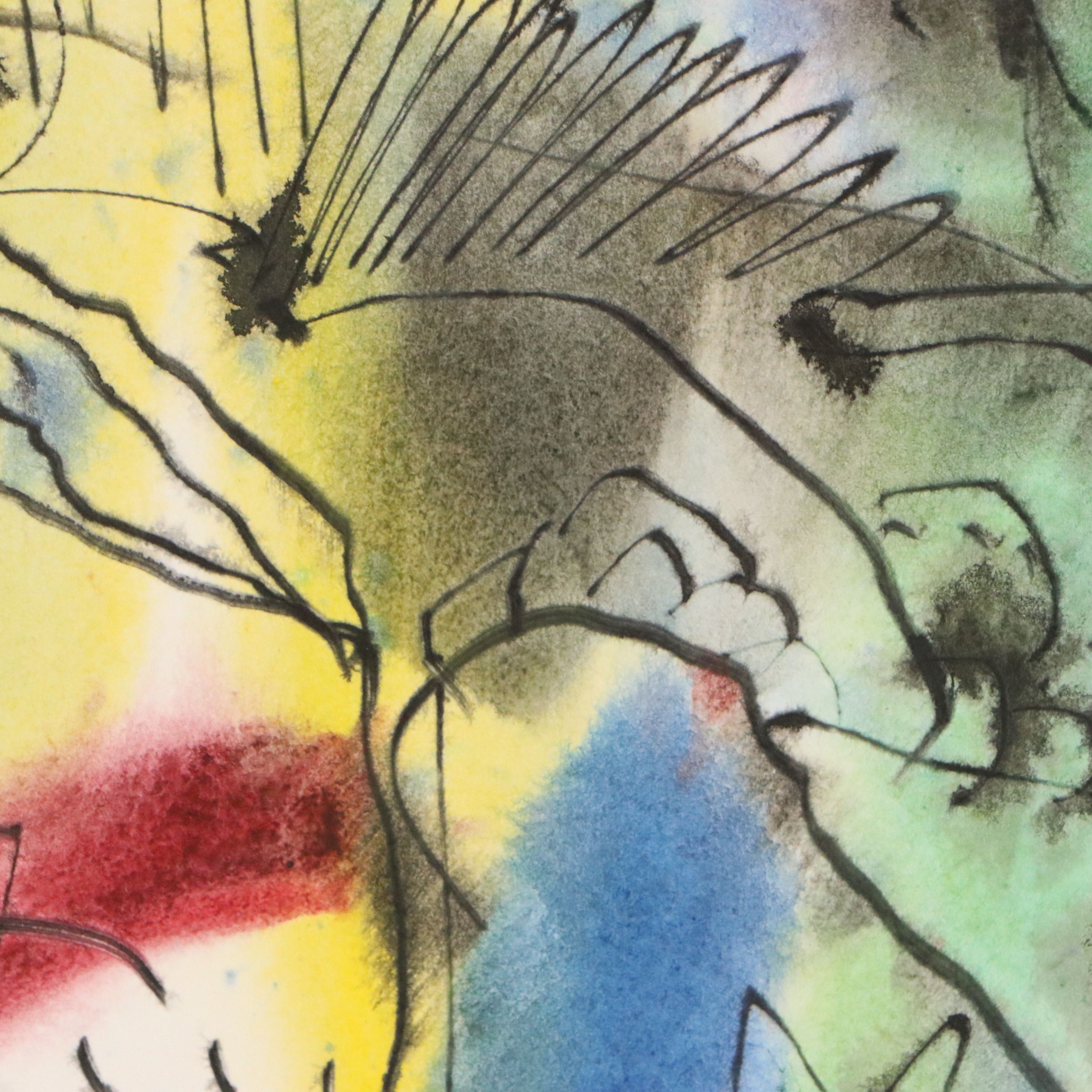 Jack Meanwell Ink and Watercolor Composition, 1982