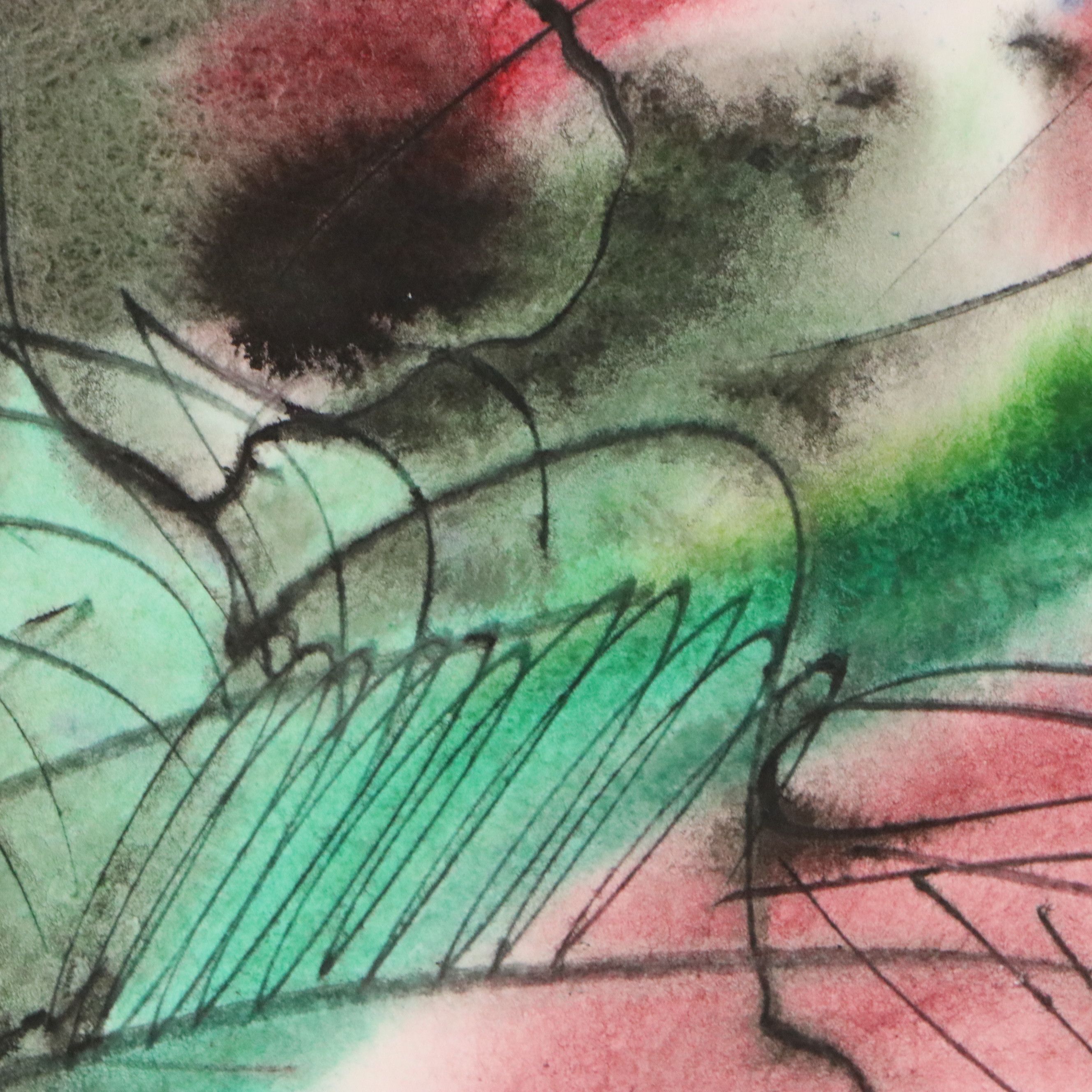 Jack Meanwell Ink and Watercolor Composition, 1982