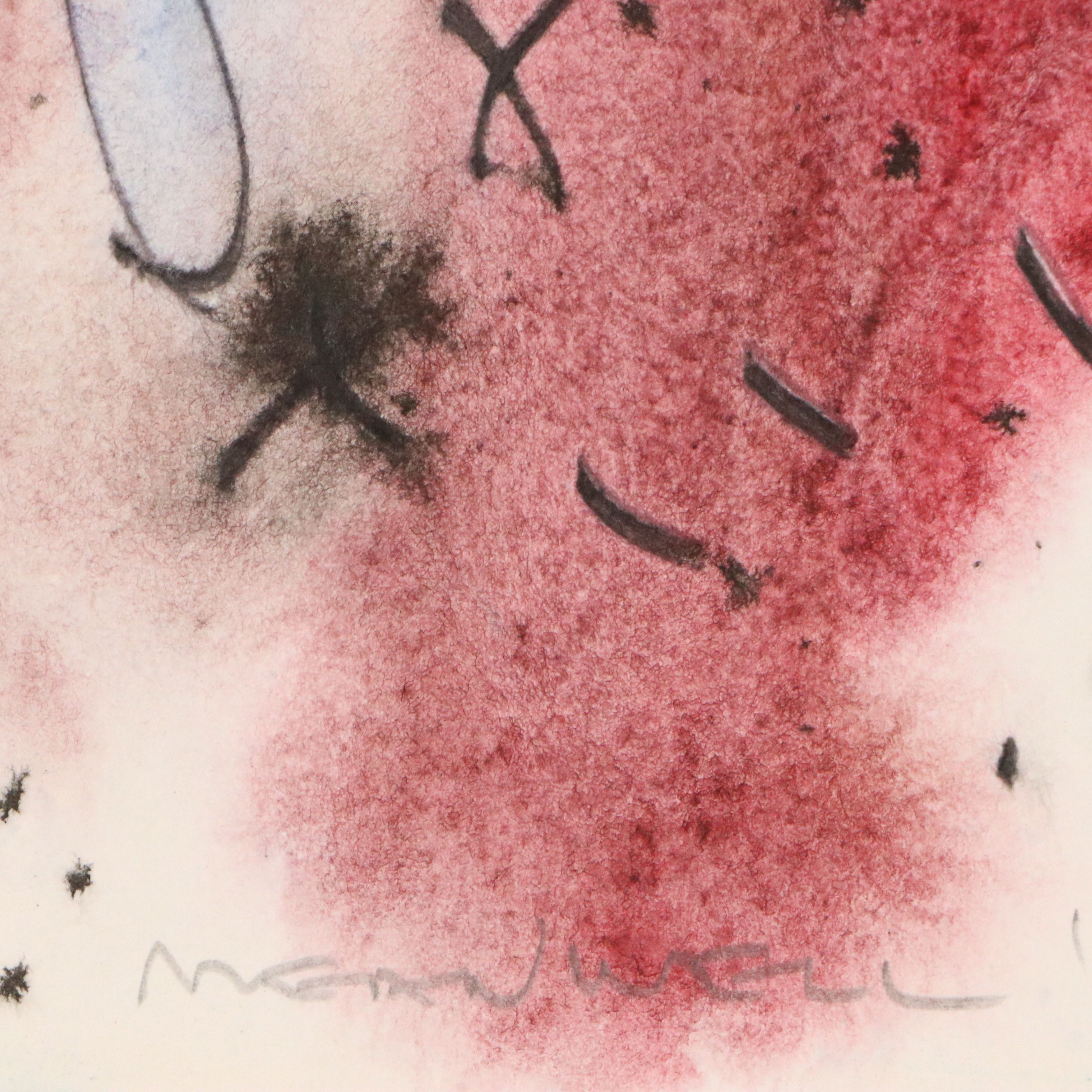 Jack Meanwell Ink and Watercolor Composition, 1982