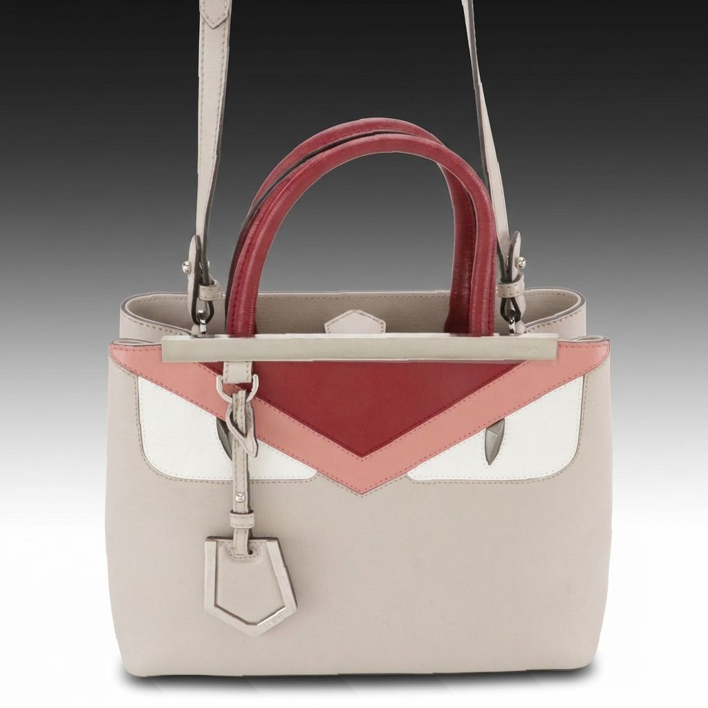 Fendi Petite 2Jours Monster Two-Way Tote Bag in Multicolor Saffiano Leather