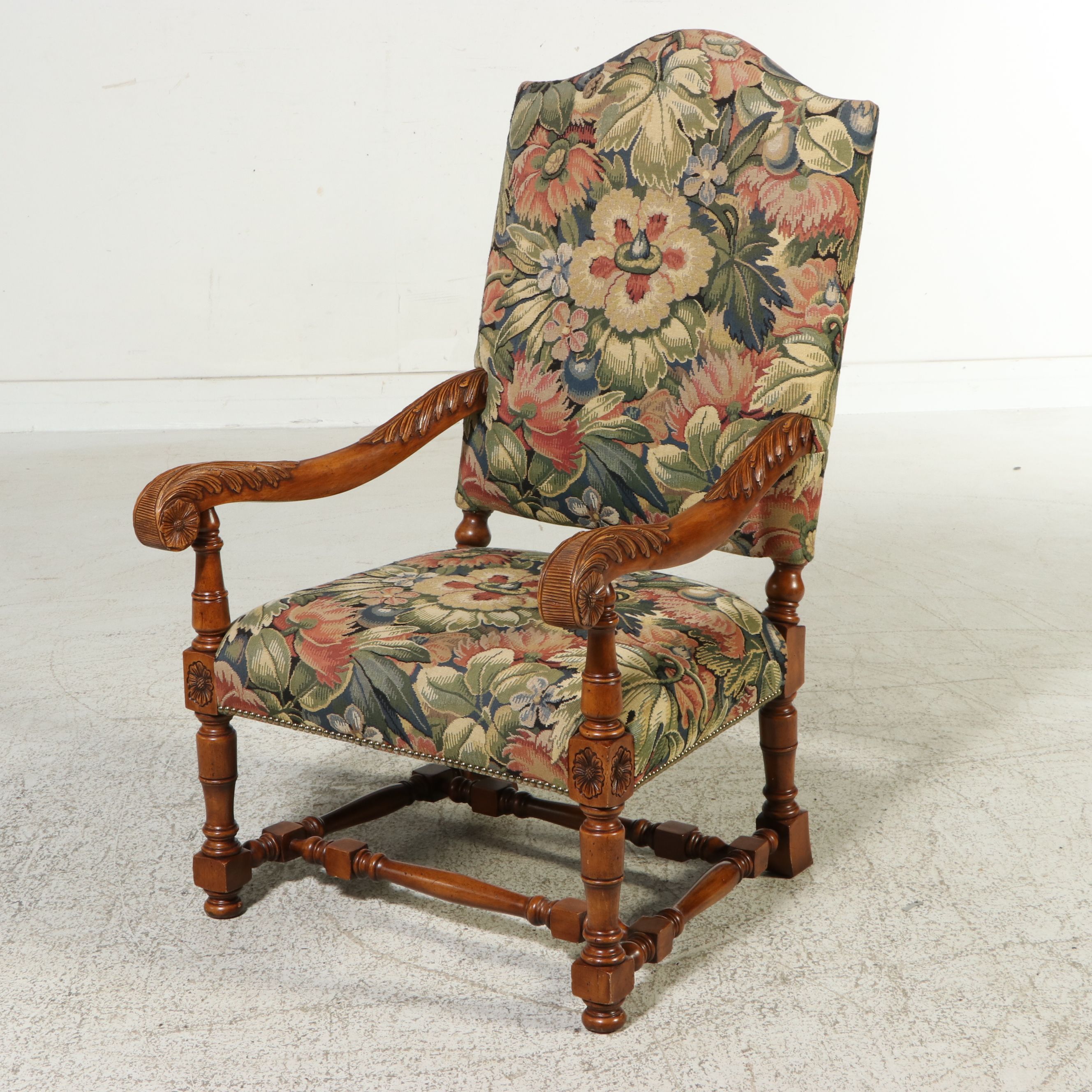 Ardley Hall French Louis XIII Style Library Chair, Late 20th Century