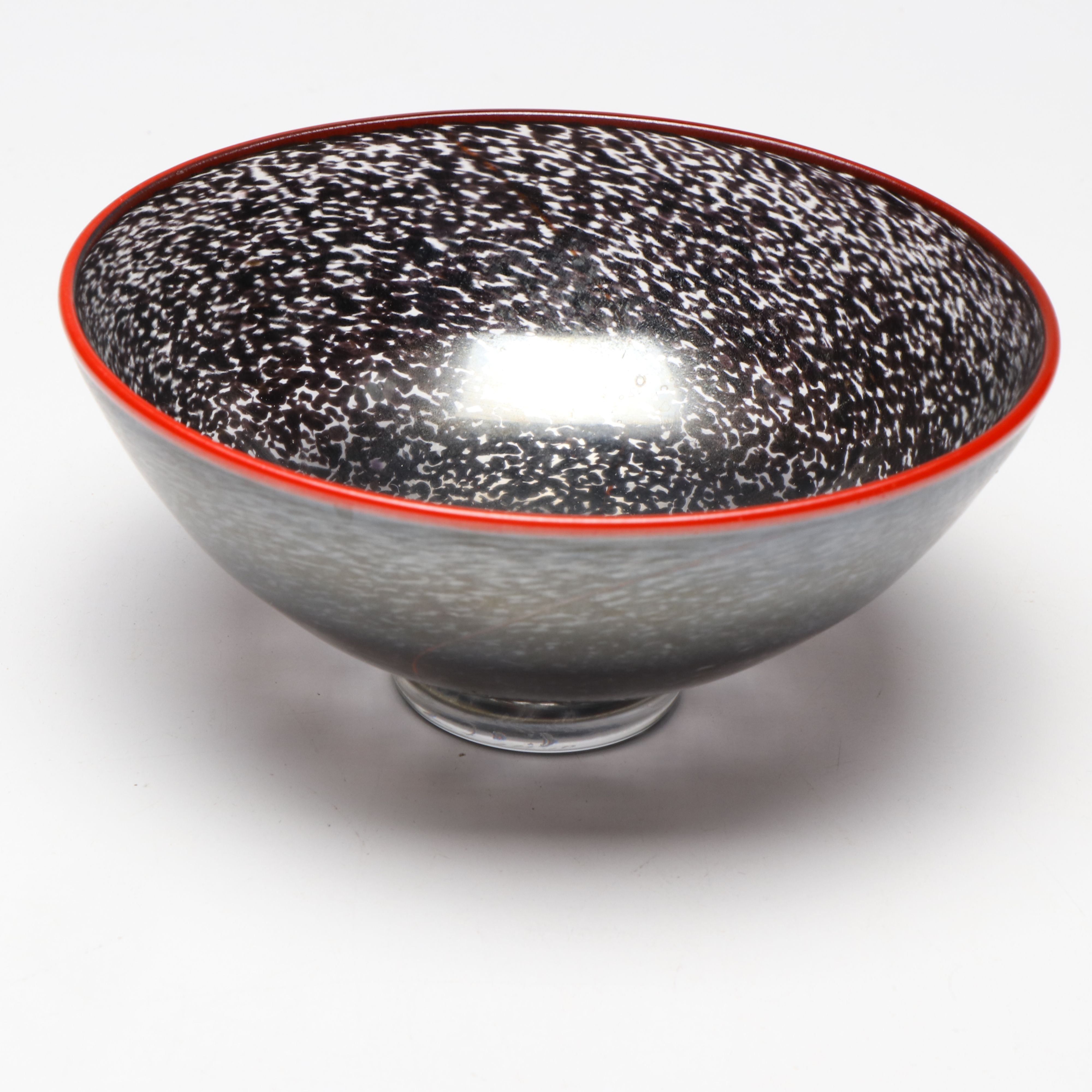 Kosta Boda Glass Bowl with Red Glass Paperweight