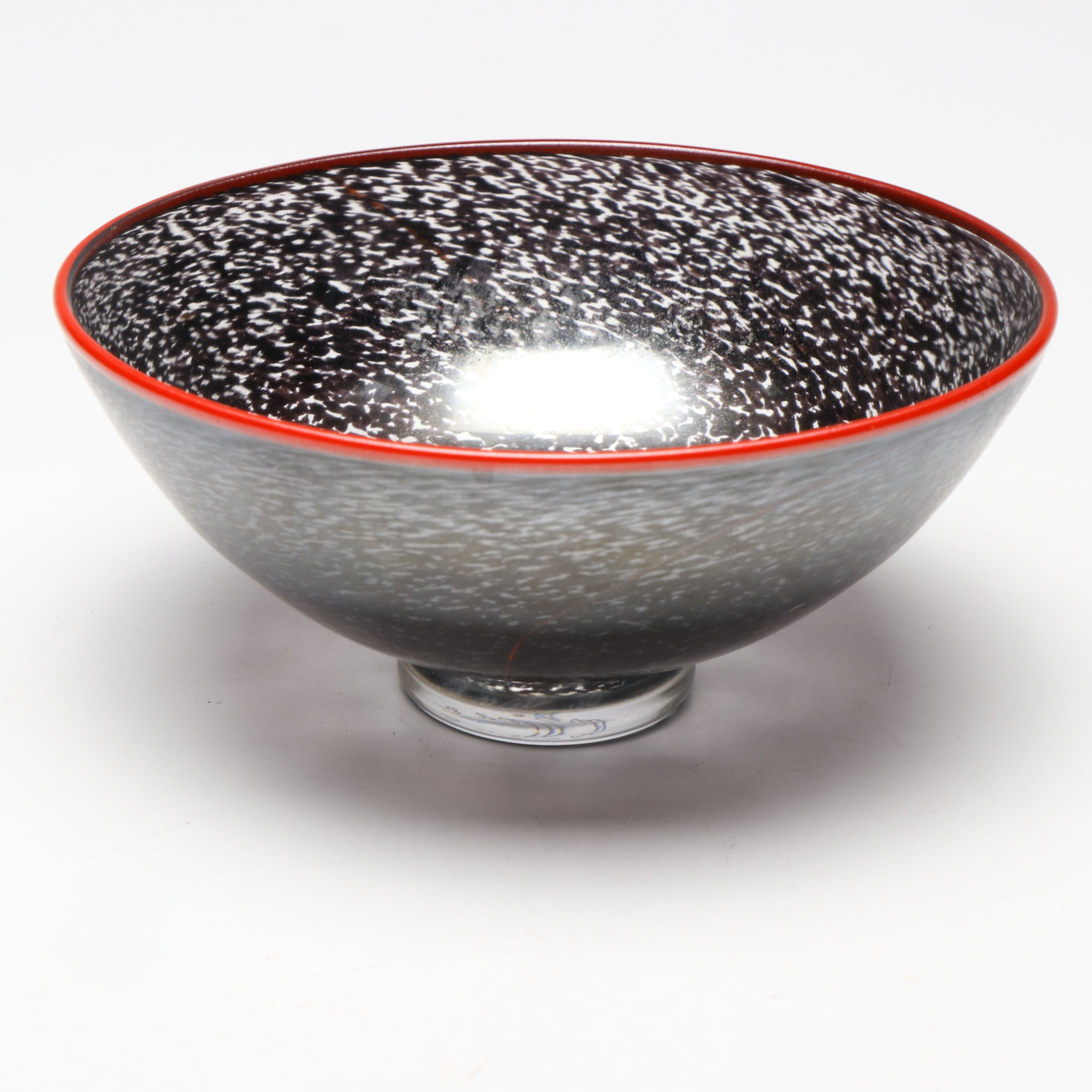 Kosta Boda Glass Bowl with Red Glass Paperweight