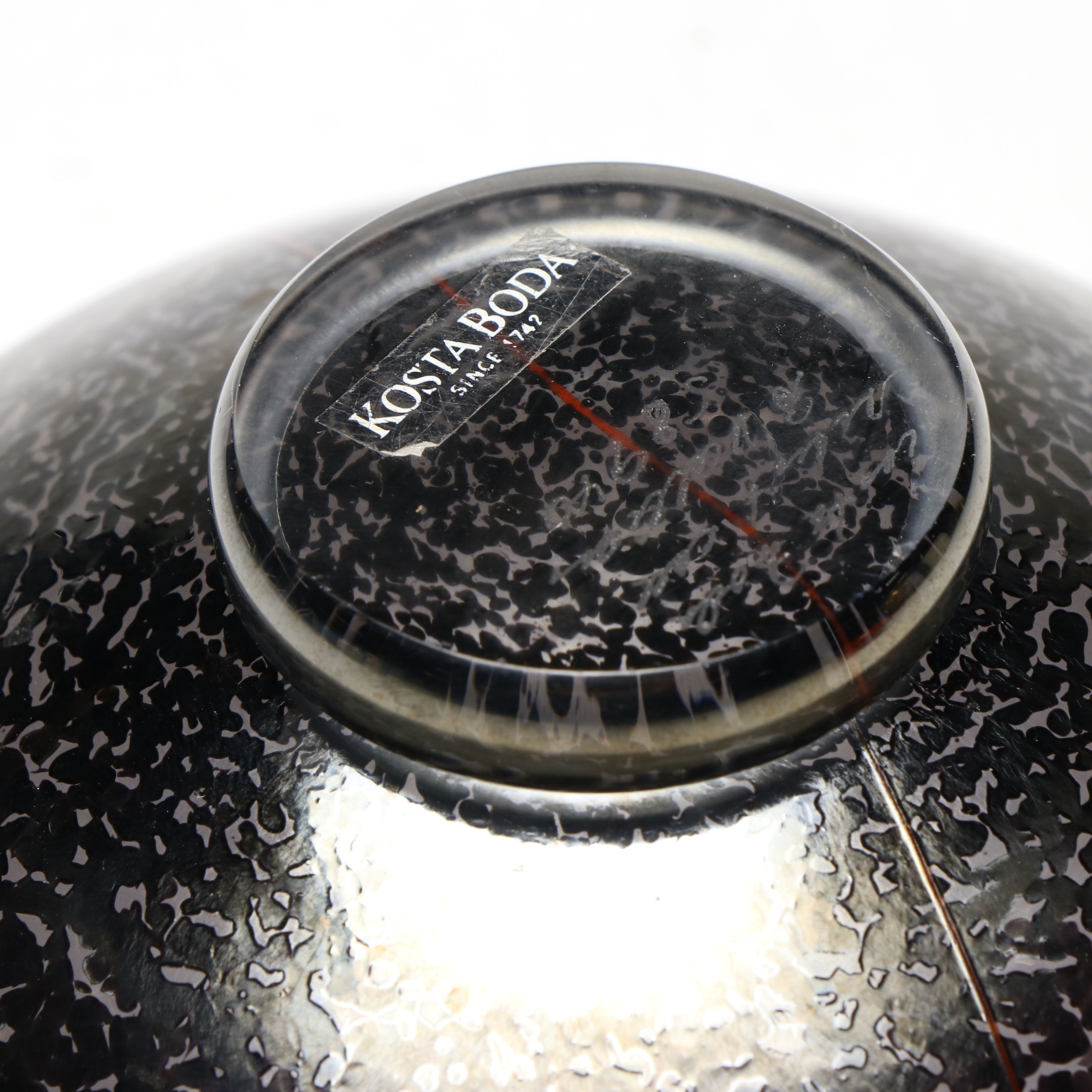 Kosta Boda Glass Bowl with Red Glass Paperweight