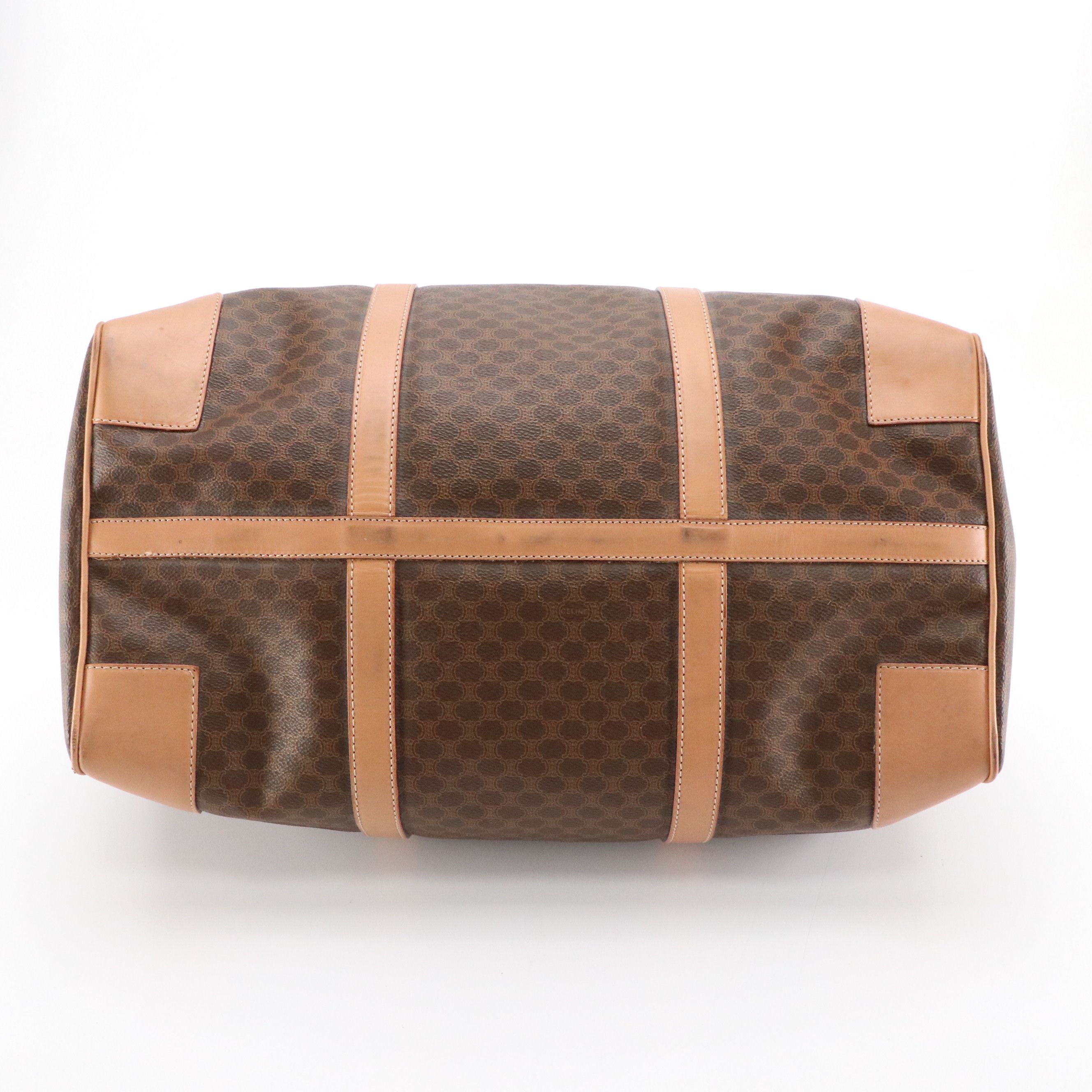 Celine Small Duffle Bag in Dark Brown Macadam Canvas and Leather