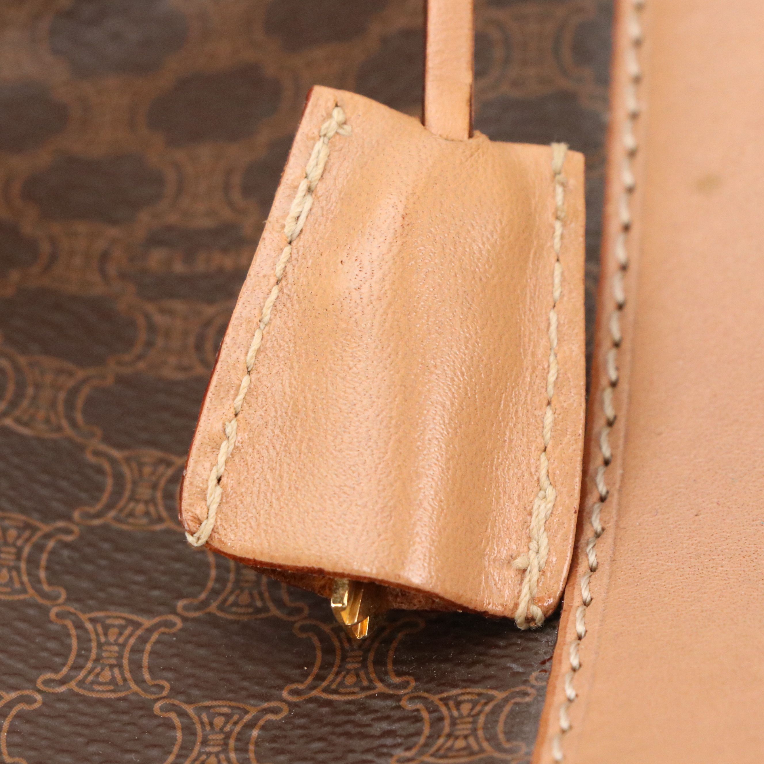 Celine Small Duffle Bag in Dark Brown Macadam Canvas and Leather