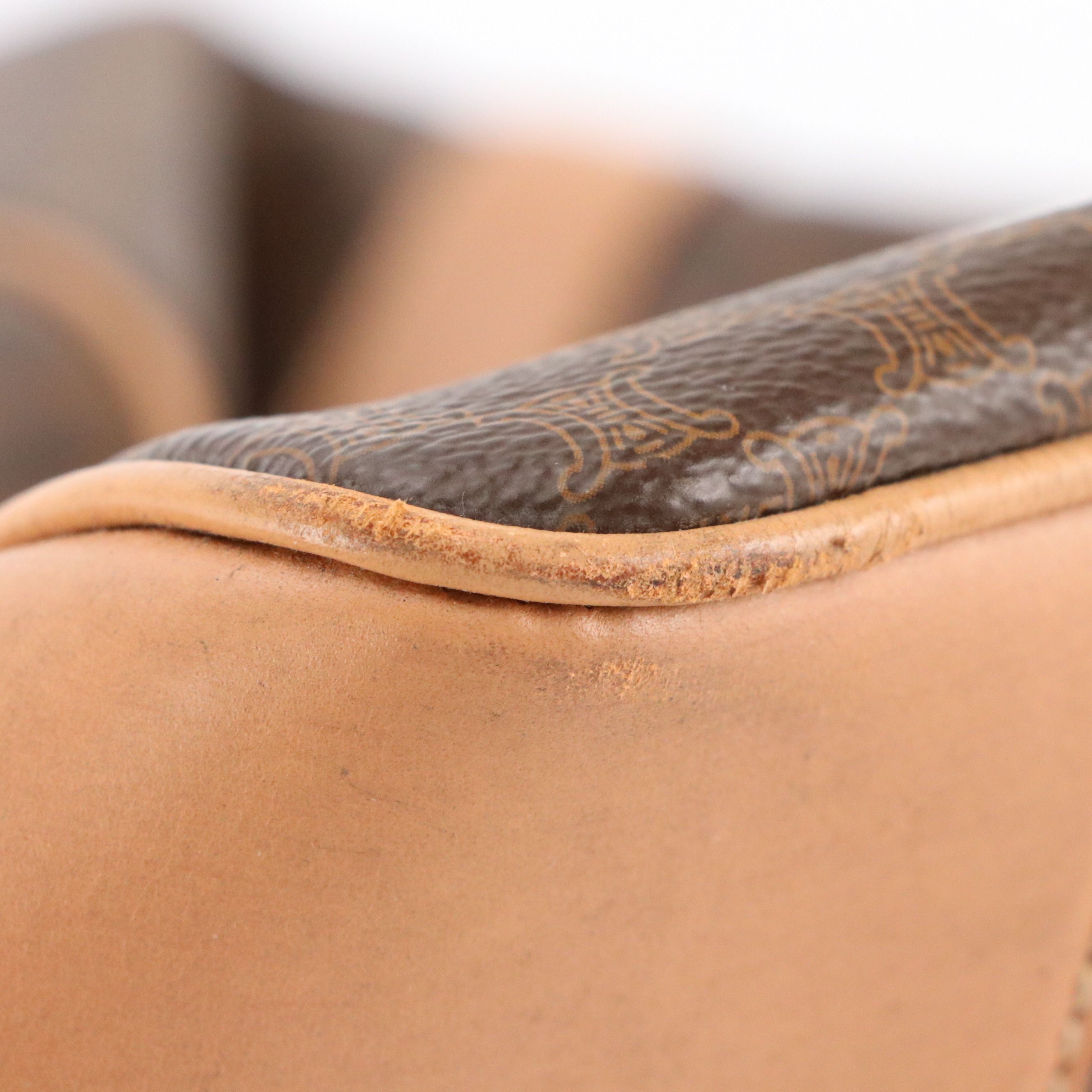 Celine Small Duffle Bag in Dark Brown Macadam Canvas and Leather