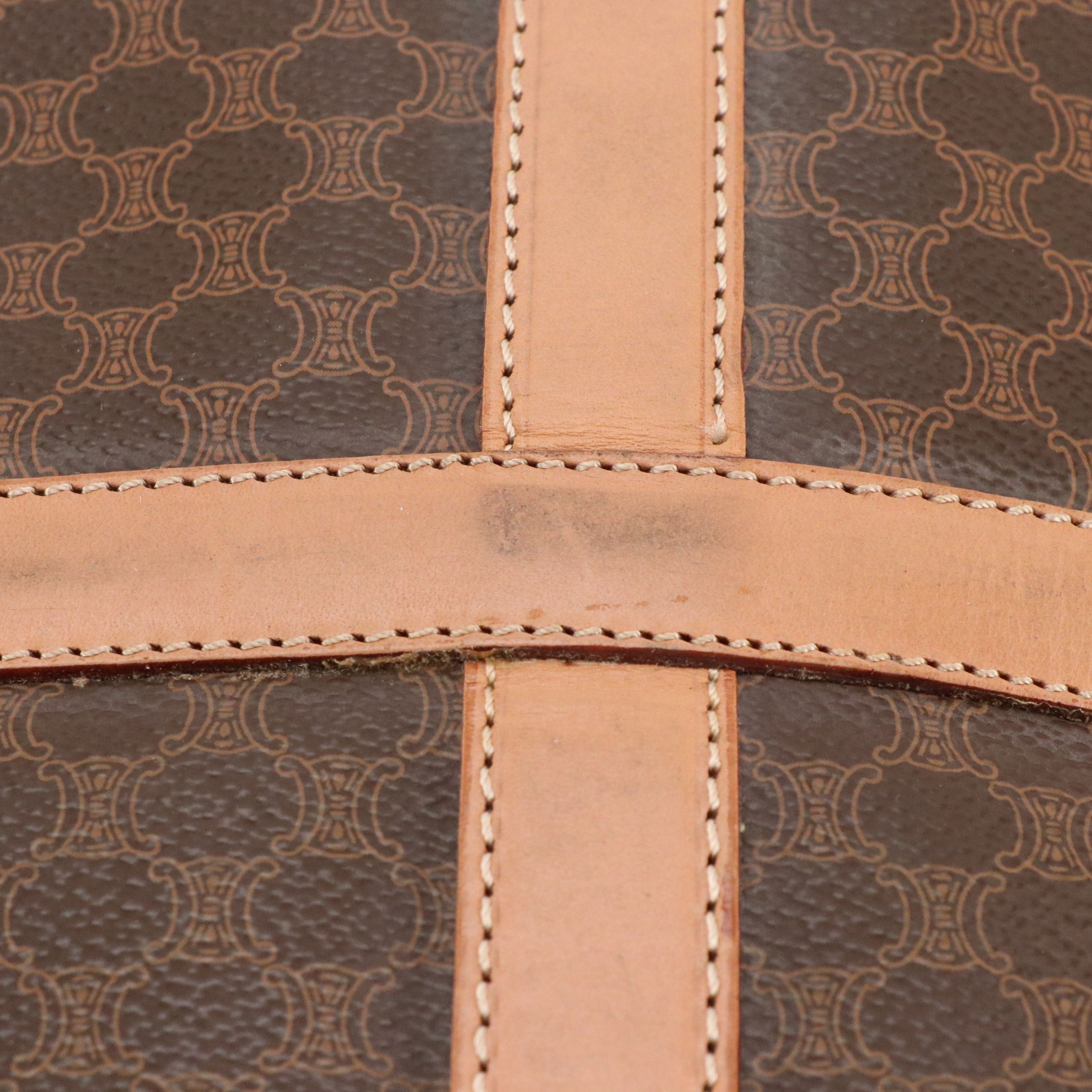 Celine Small Duffle Bag in Dark Brown Macadam Canvas and Leather