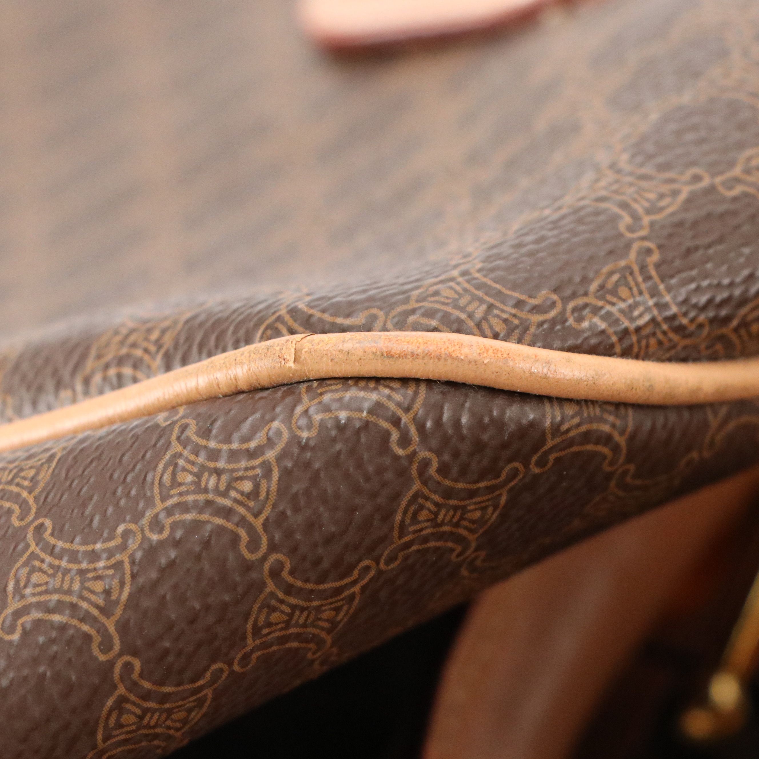 Celine Small Duffle Bag in Dark Brown Macadam Canvas and Leather